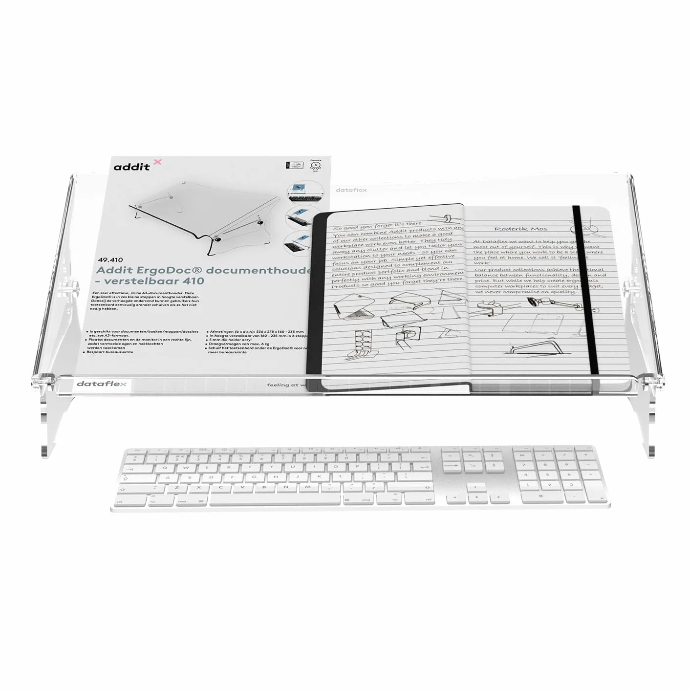 Dataflex Addit ErgoDoc Porta Documenti Regolabile 410 Acrilico trasparente A3 6 kg