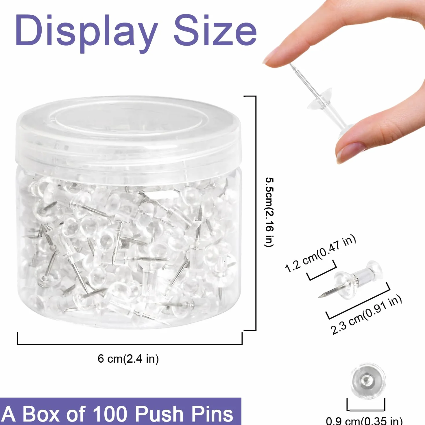 Amazon Basics Puntine trasparenti in acciaio 100 pz