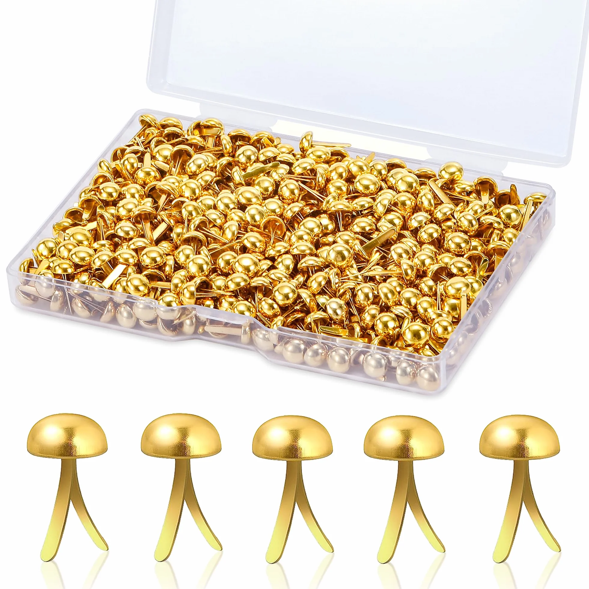 Fermacampioni Piccoli Mini Brads Metallo 6mm 500 Pezzi Oro per Scrapbooking Album DIY Carta Artigianato