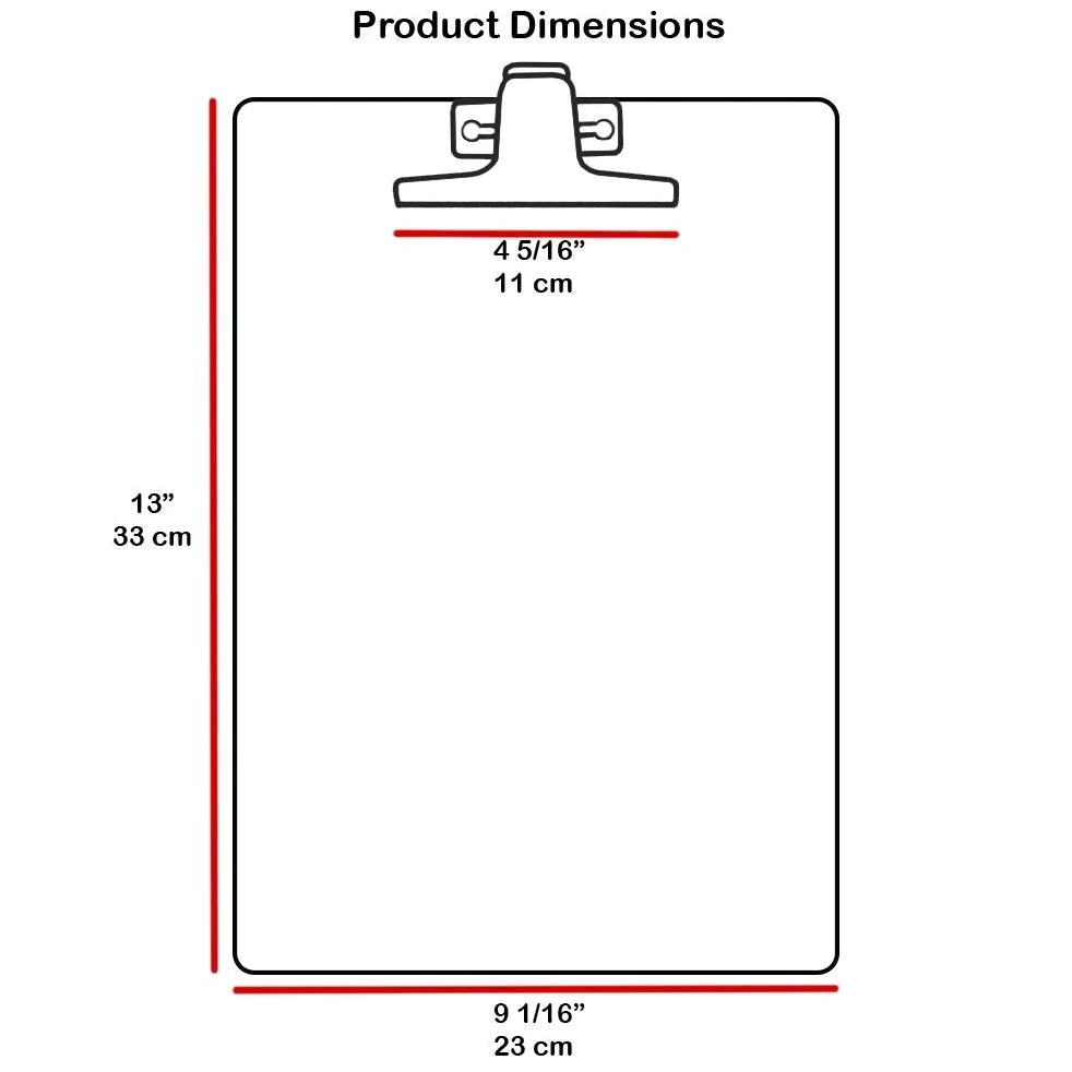 Acrimet Clip in metallo per appunti formato A4 (33 "x 9 1/16") (pannello rigido) (clip rosa) (confezione da 6)