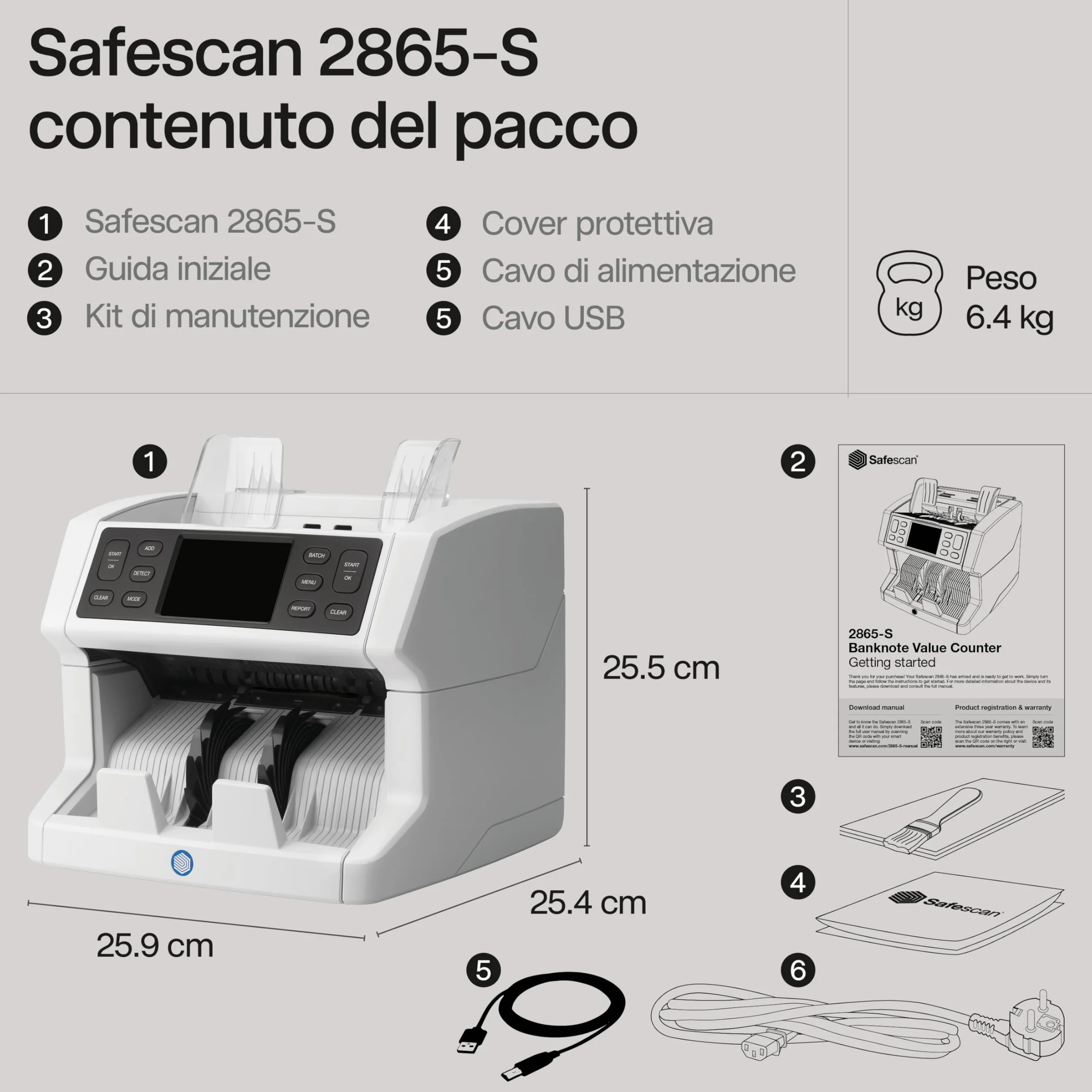 Safescan 2865-S Contabanconote che conta banconote miste - Contabanconote con verifica banconote a 7 punti - Contabanconote con interfaccia multilingue