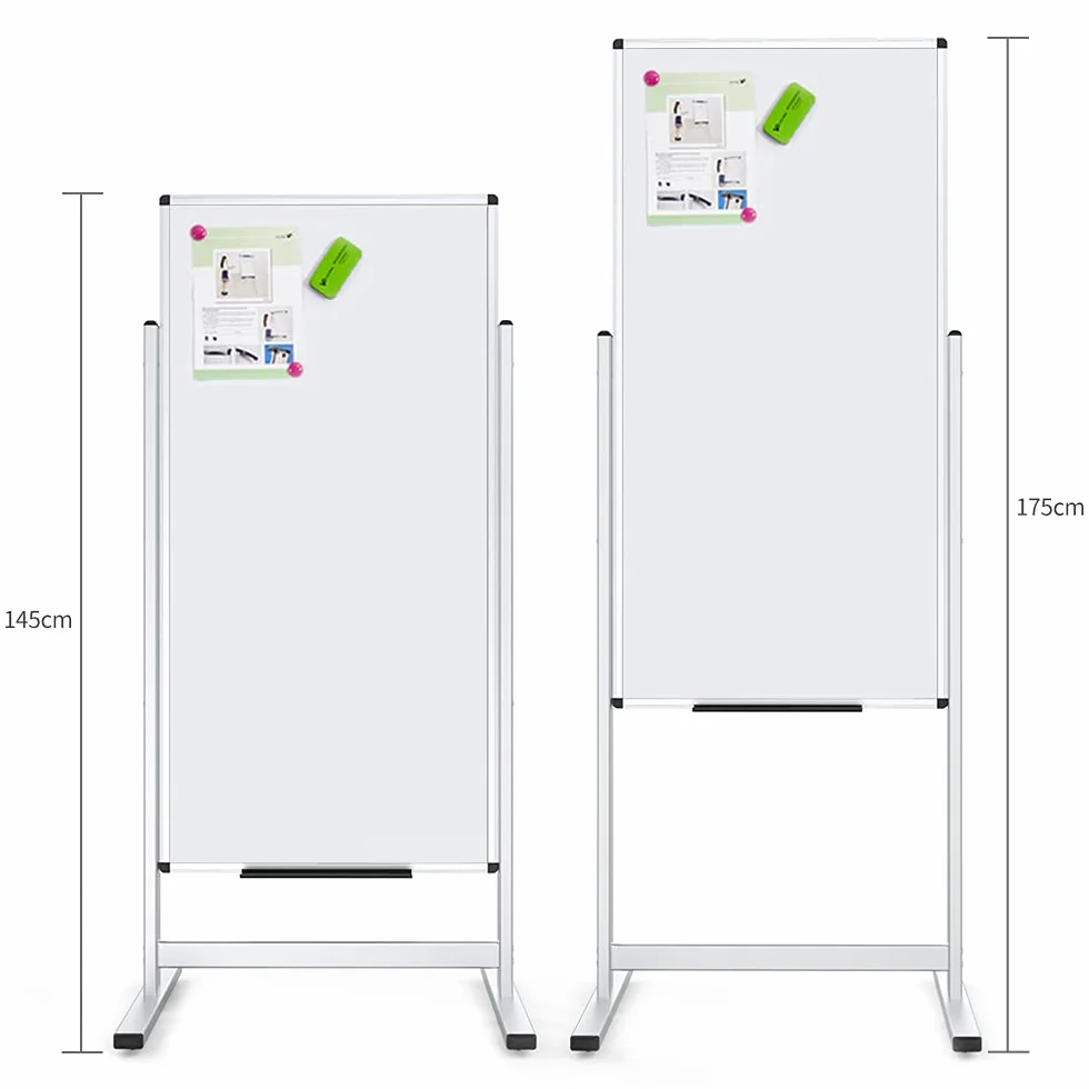 VIZ-PRO Lavagna Bianca Magnetica 120 x 60 cm con Supporto | Doppio Lato Cancellabile a Secco, Cornice in Alluminio, ideale per Ufficio, Casa, Scuola e Riunioni