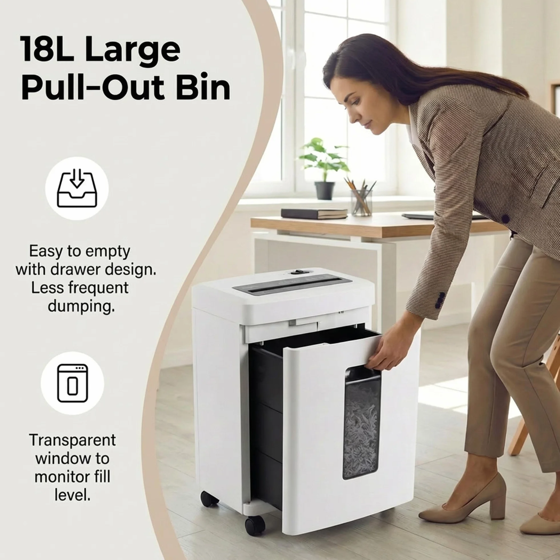 Distruggi Documenti Elettrico Professionale: 10 Fogli Tritacarte Microframmenti P5 Distruggi Carte di Credito e Graffette Cestino 18L Antiblocco Per Casa Ufficio Piccolo Studio Scuola