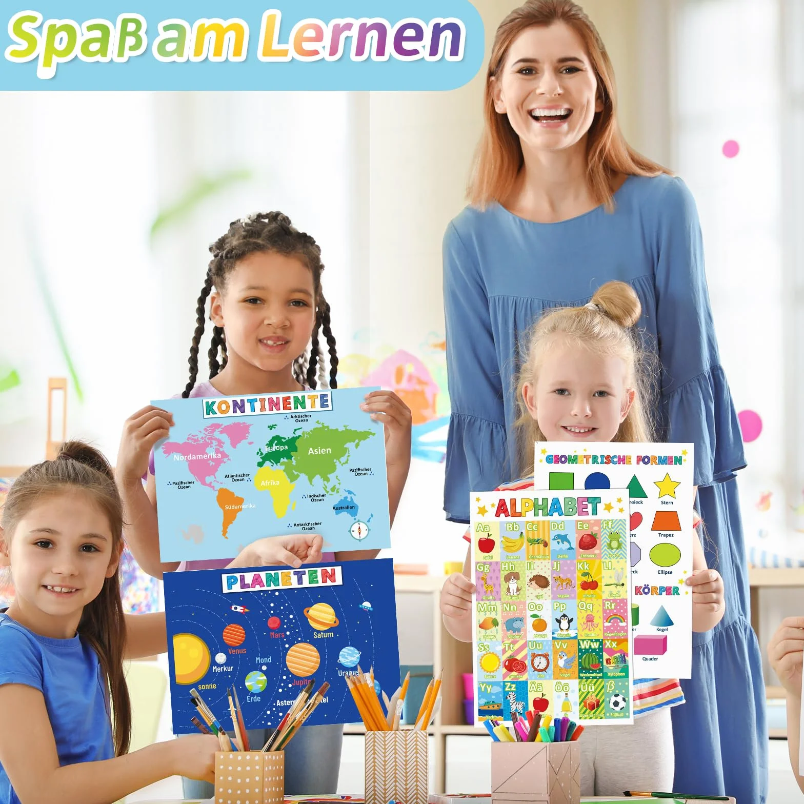 COCHIE 12 poster educativi Montessori formato A4 alfabeto numeri per bambini scuola materna