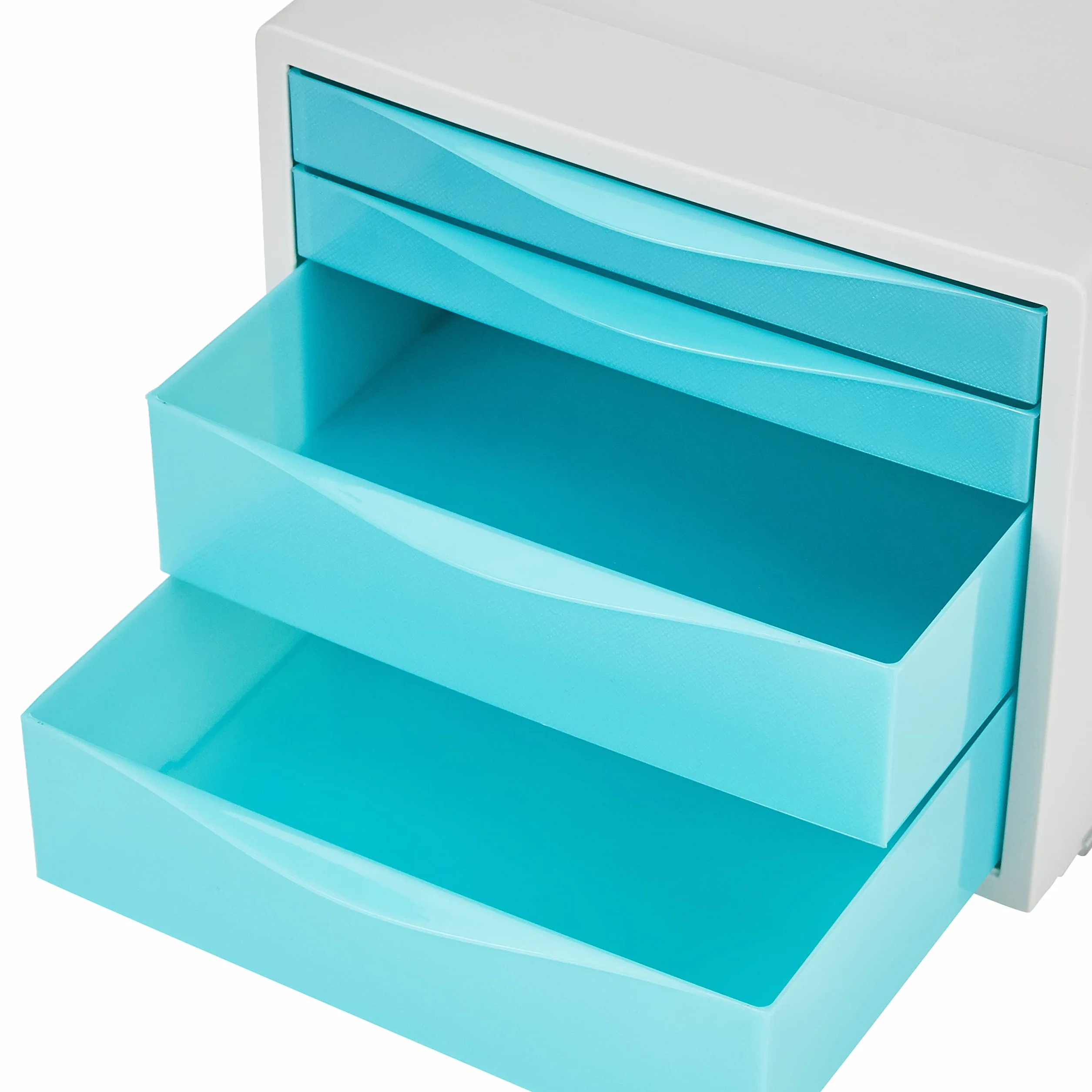 Leitz Esselte Organizer / Cassettiera da Scrivania con 4 Cassetti per Riporre Fogli, Documenti e Penne, Utilizzabile a Casa e in Ufficio, Gamma Colour'Breeze, 281 mm x 244 mm x 365 mm - Blu
