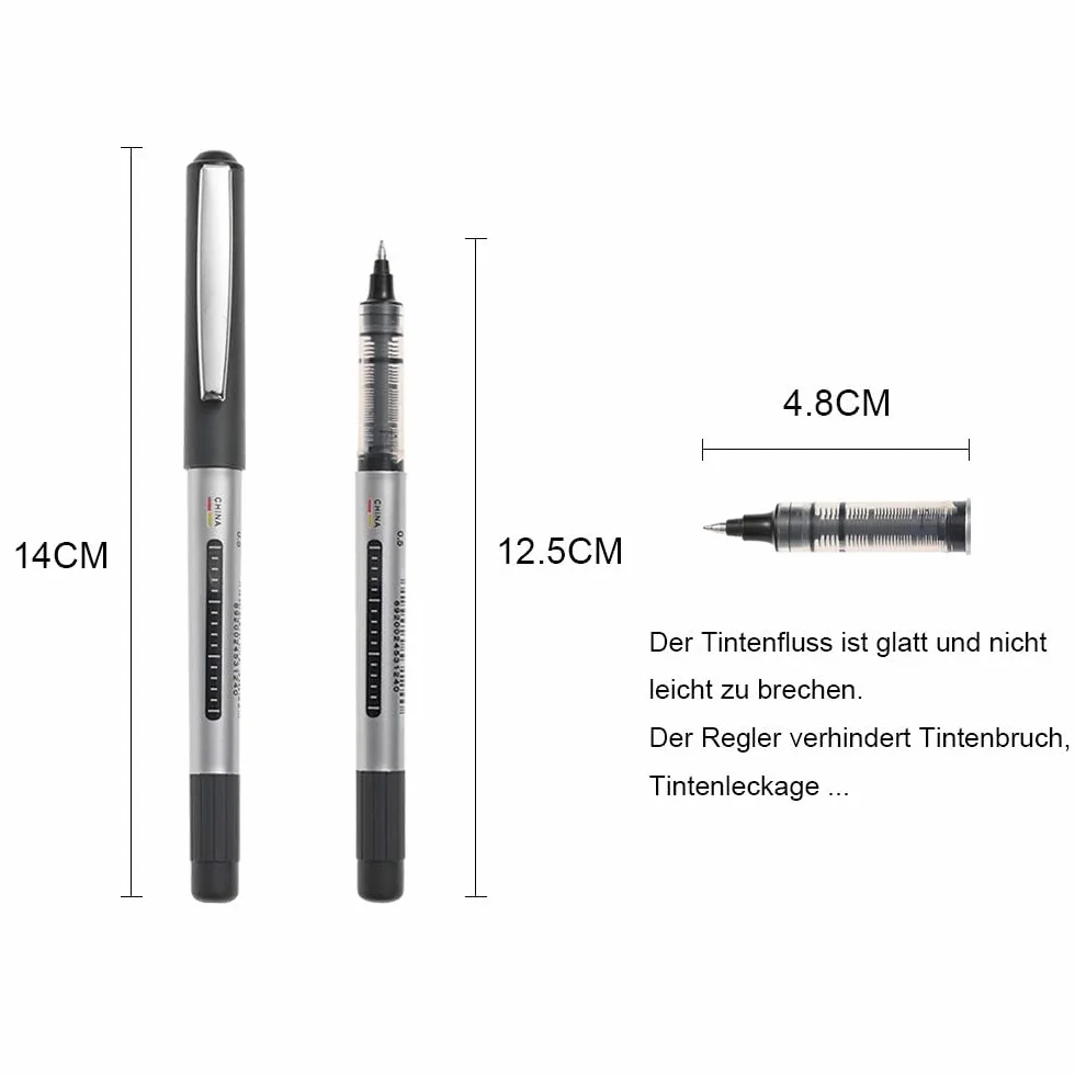 GOLDGE 17 Pezzi Penna a Sfera Roller Inchiostro Nero 0.5mm Punta Extra Fine Asciugatura Rapida