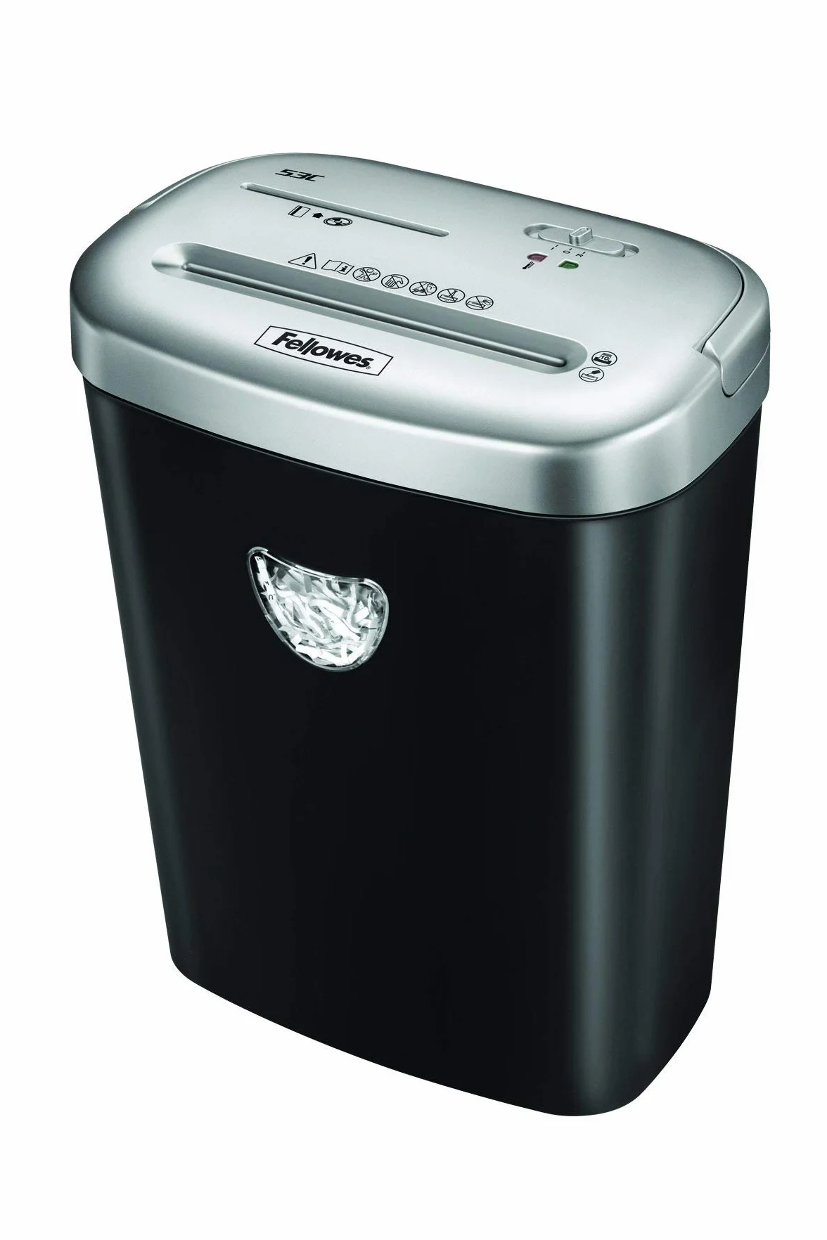 Fellowes Distruggi Documenti a Frammento 53C, 10 fogli, per Uso Personale, Cestino da 23 Litri, Colore Nero