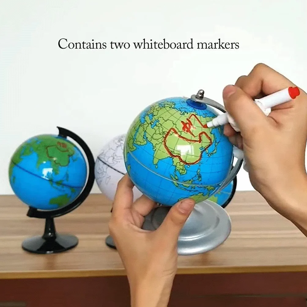 Globi Geografici Mappamondo da Tavolo con Base in Metallo Mappamondo Riutilizzabile per Bambini e Insegnanti Mappamondo geografico Piccolo per la casa Home Decor