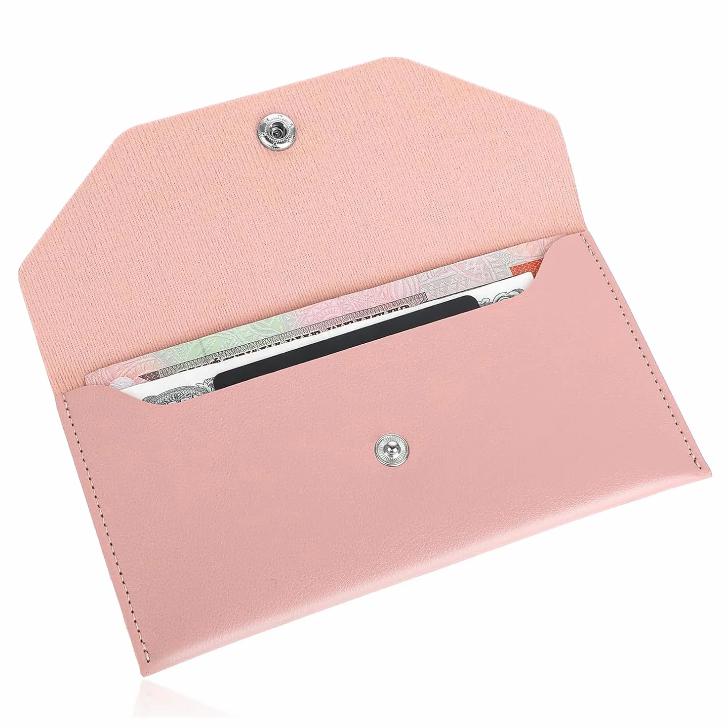 Borsa per Buste per Contanti in Pelle PU, Portafoglio Riutilizzabile, Divisore per Buste, Rosa