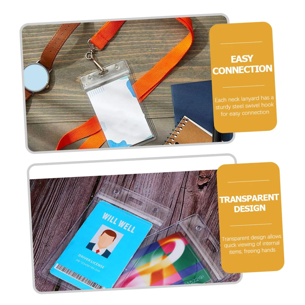 NUOBESTY 2 Set Di Eleganti Custodie Con Cordino Porta Badge Portatile Per Badge Identificativi E Biglietti Da Visita
