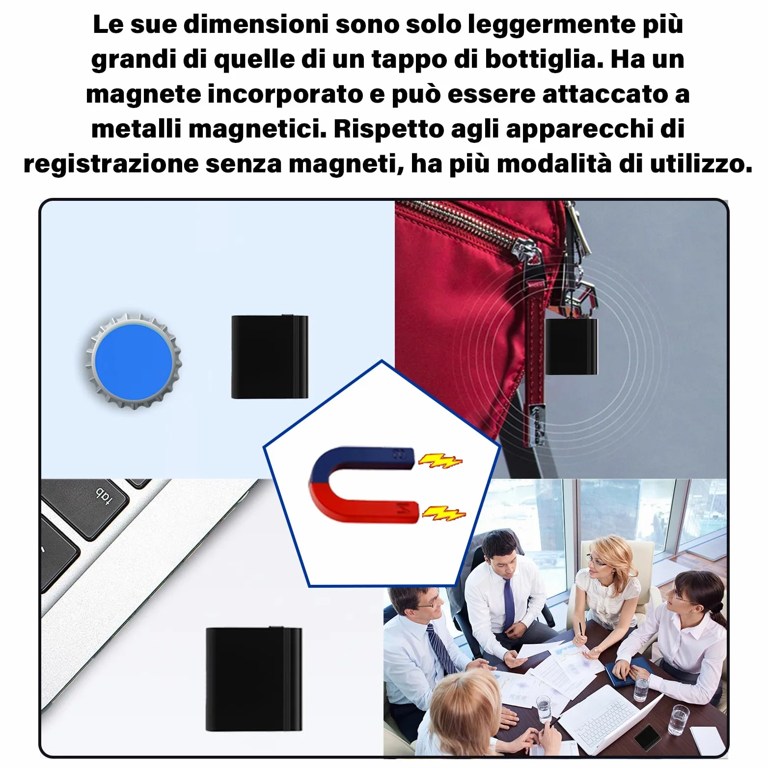 64G Mini registratore magnetico ad attivazione vocale, micro dispositivi di registrazione digitale piccolo registratore audio registratore audio