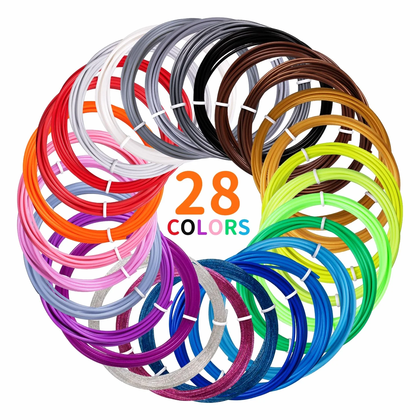 Kretrum 28 Colori Filamento Penna 3D PLA 1.75mm 3M Totale 276 Piede Glow Sparkly