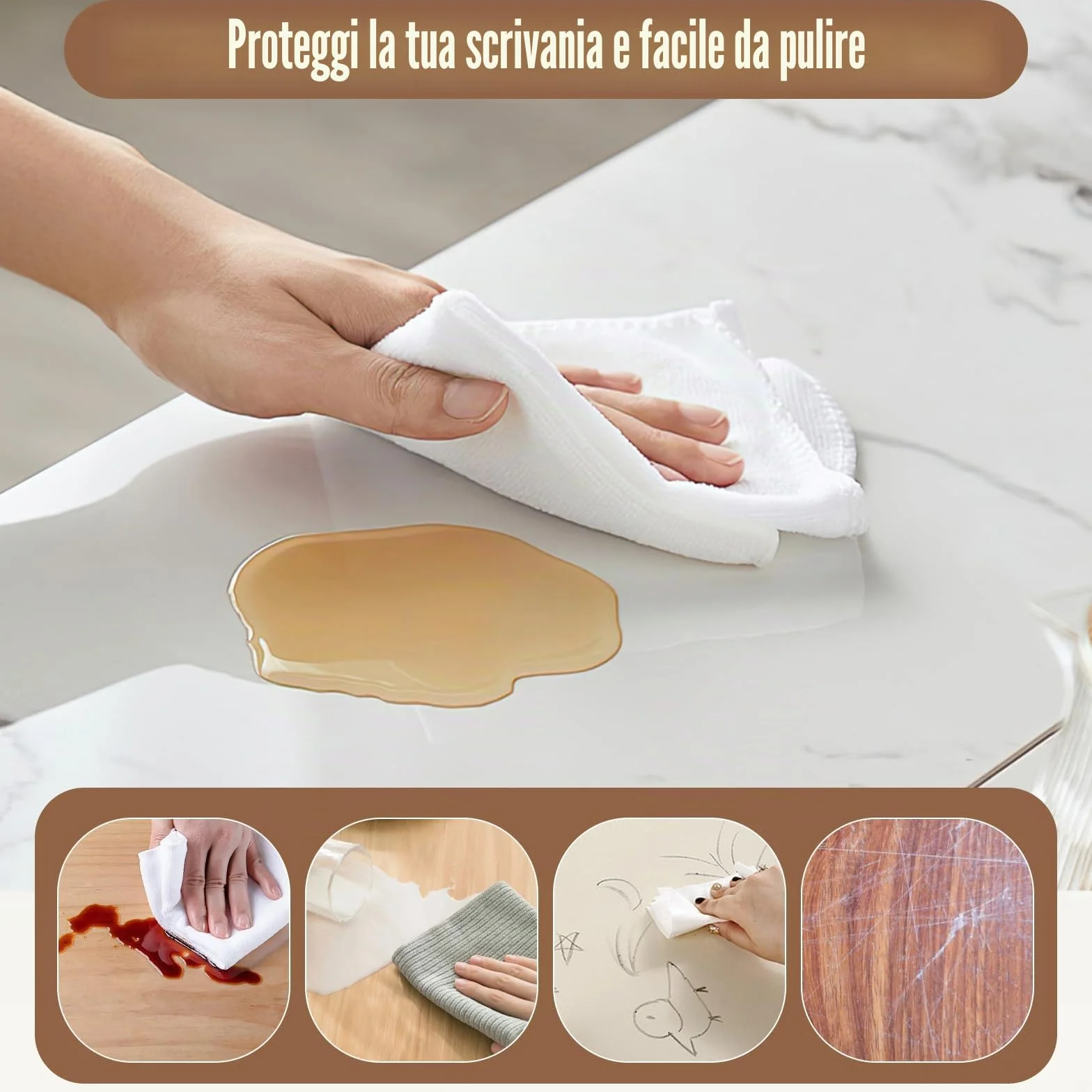 Farerkass Sottomano Da Scrivania Trasparente 80x40x0,12cm Proteggi Scrivania In Pvc Impermeabile Antiscivolo Con Bordi Rotondi