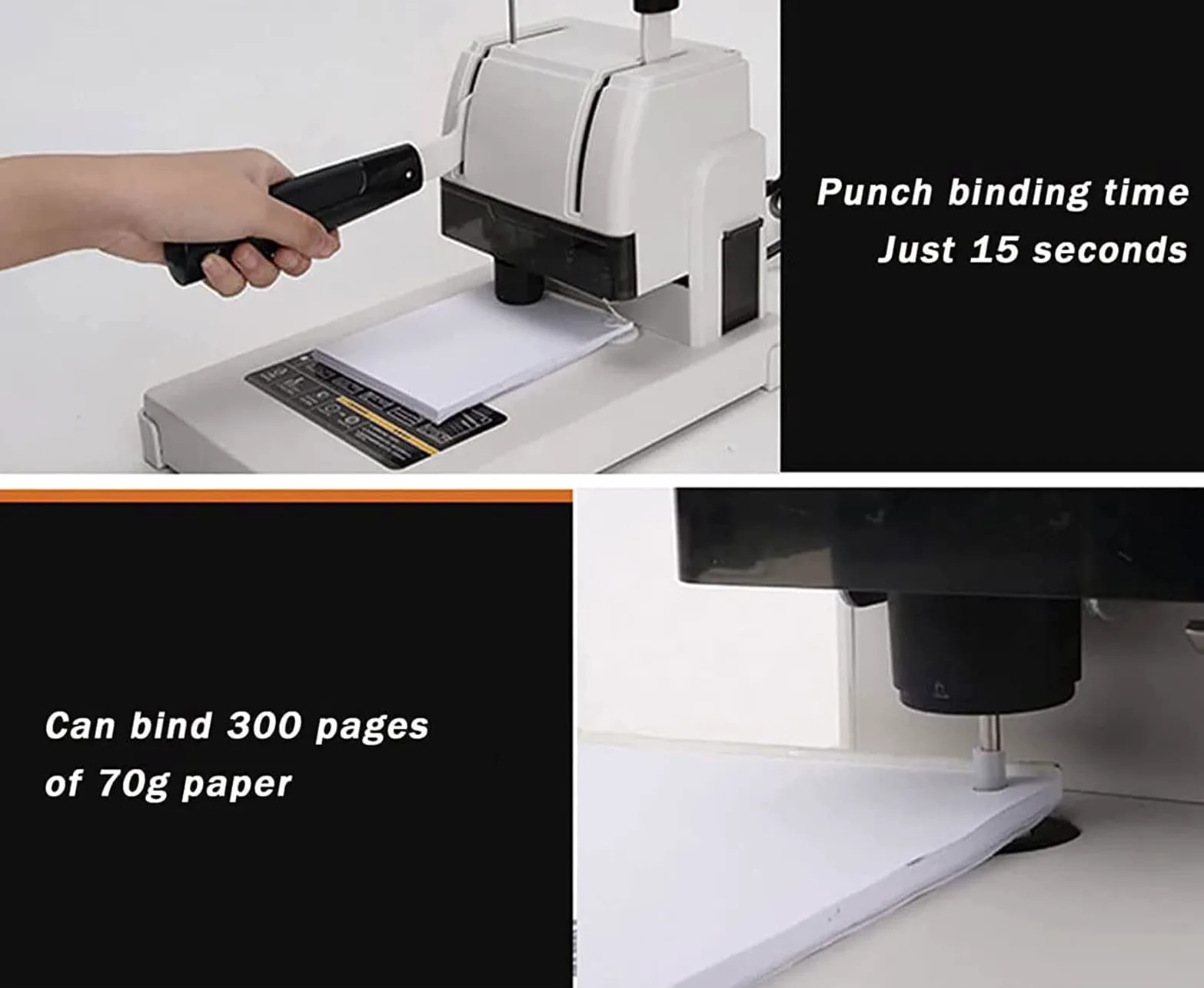 Accessori per Ufficio, rilegatrice con Colla a Caldo, rilegatrice per Coupon finanziari, Spessore Rilegatura 30 mm, Fino a 300 Fogli di Carta da 70 g/m², Adatta per la Rilegatura d