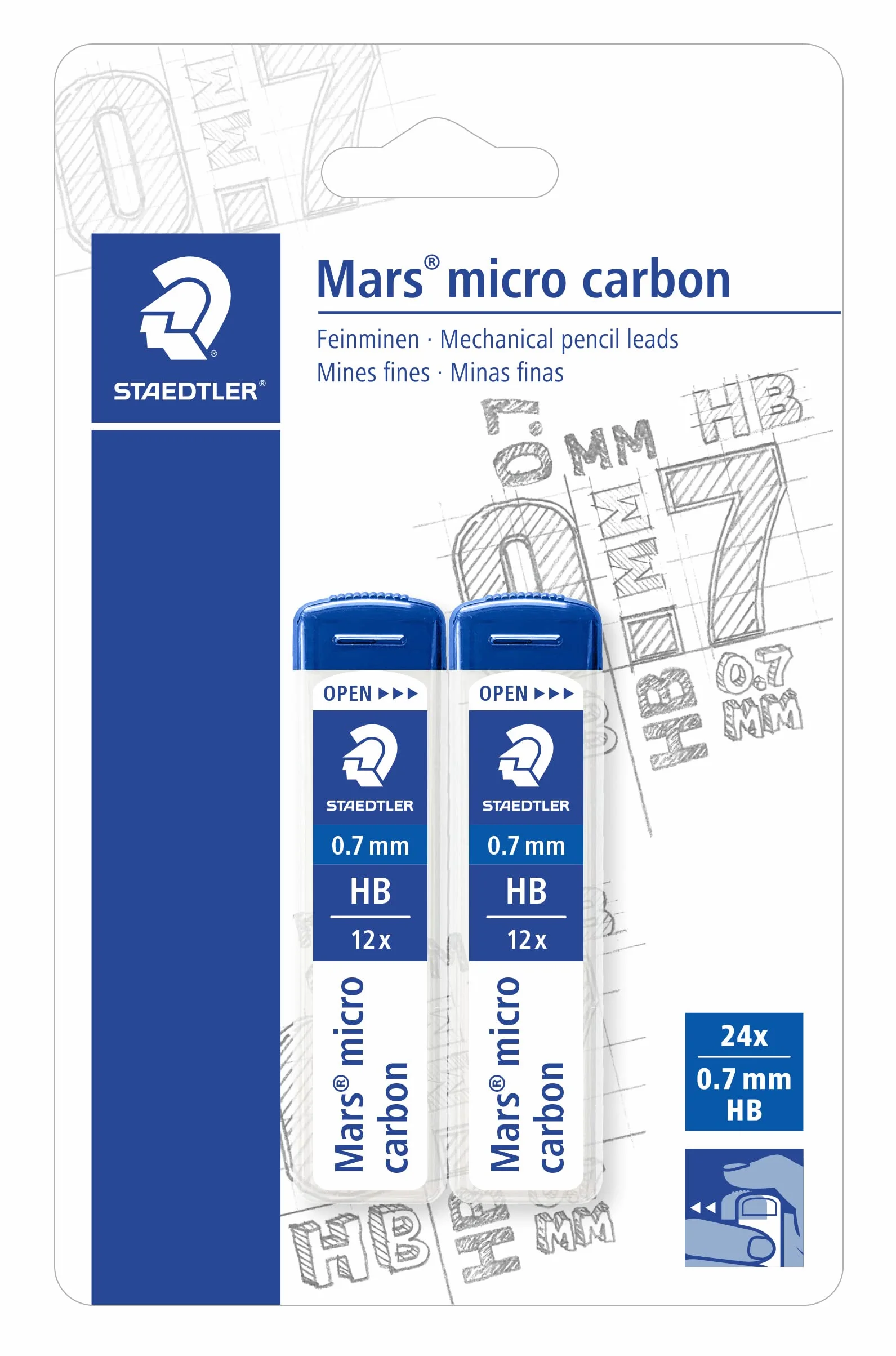Staedtler 2507HBBK2D Mina Sottile 0.7 mm HB, 2 Pezzi