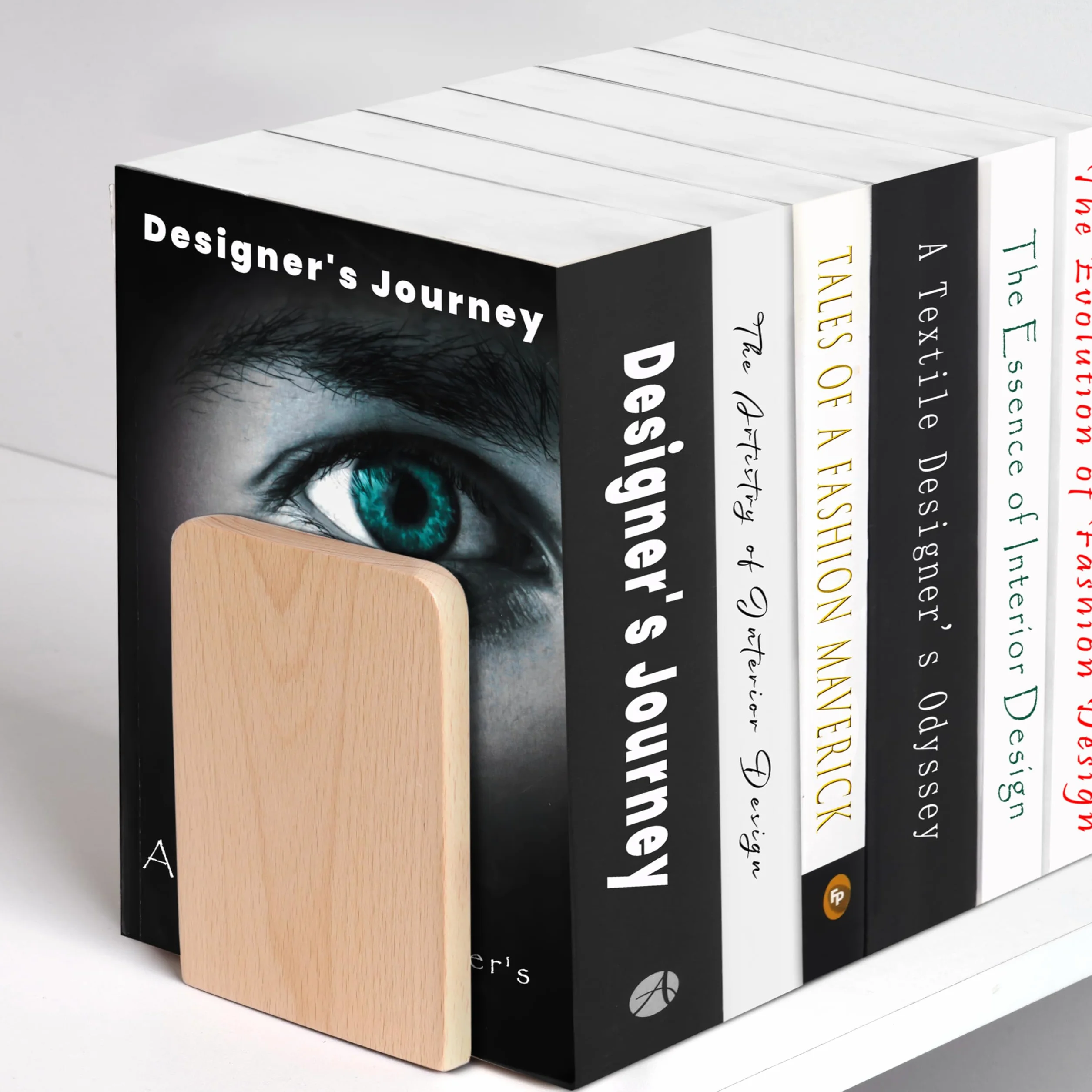 Fermalibri in Legno di Faggio (2 Pezzi) - Reggilibri da Mensola con Base in Metallo Antiscivolo per Libri, CD, Dischi