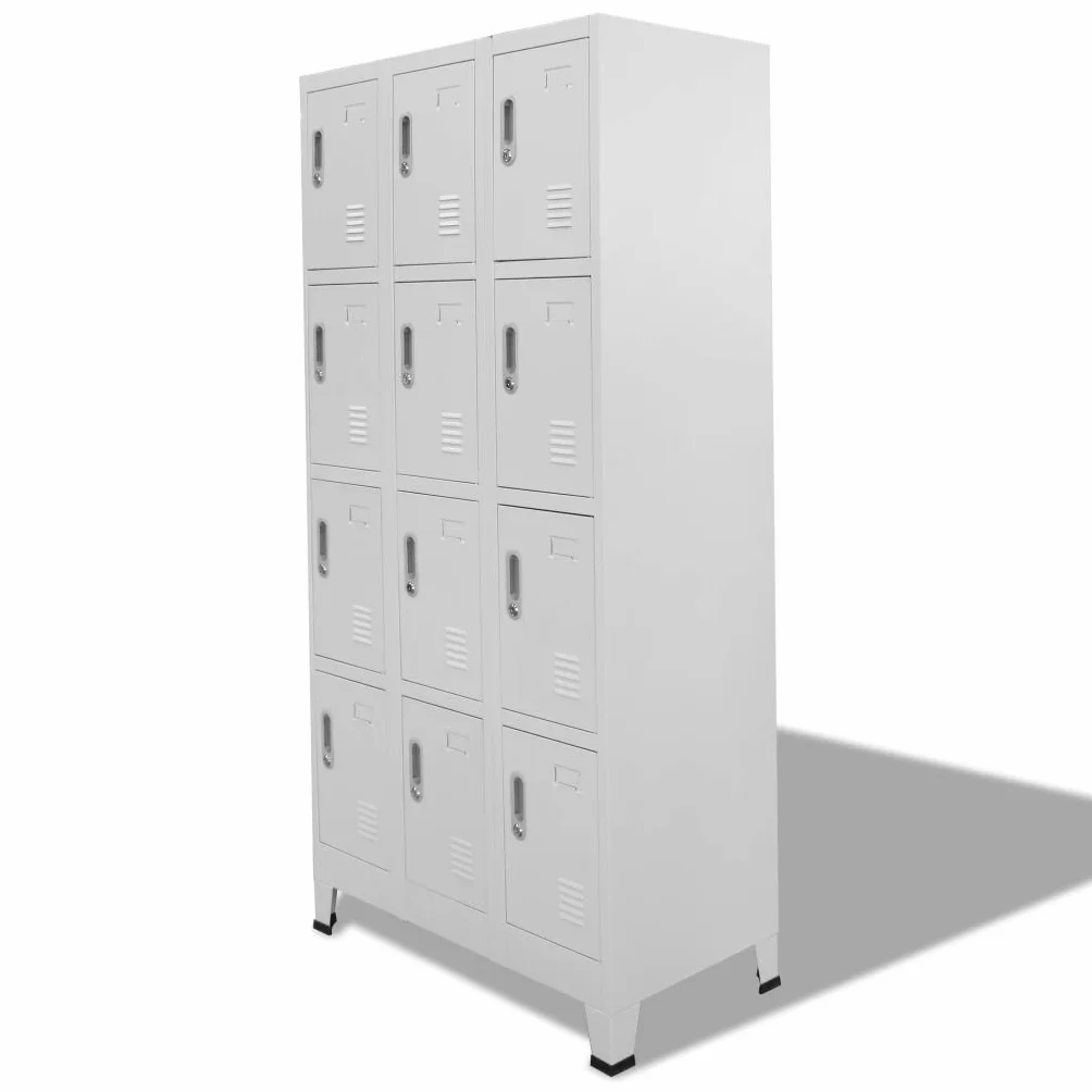Tidyard Armadio spogliatoio Metallico in Acciaio, con 12 Ante con Serratura, per Gli Spogliatoi Sportivi o Aziendali, 12 Scomparti 90x45x180 cm