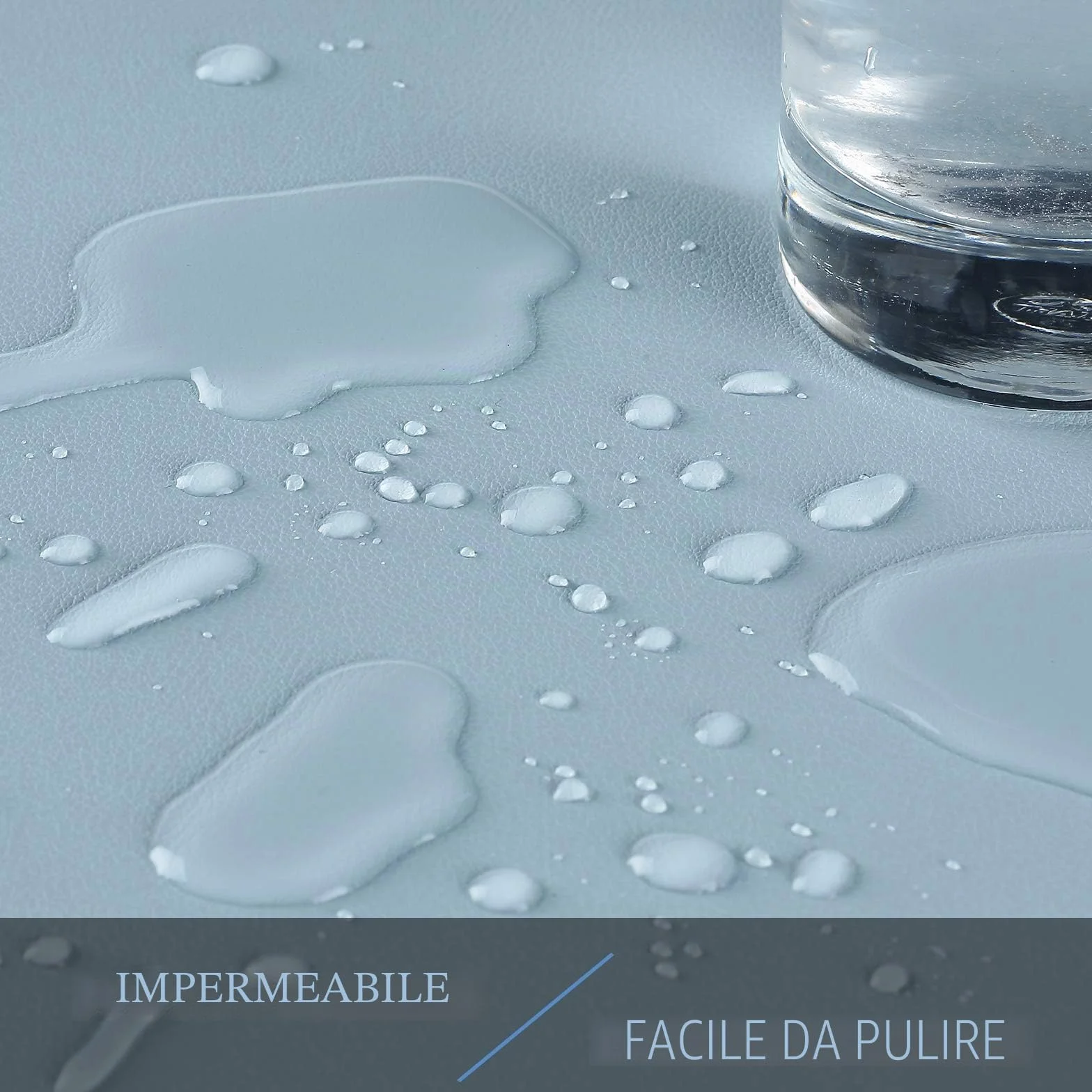 Knodel Tappetino Scrivania 80x40cm Similpelle PU Doppia Facciata Azzurro