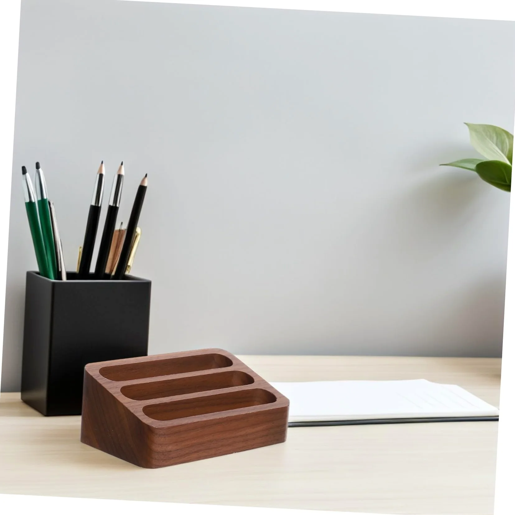 Hemobllo 2pezzi Porta Biglietti Da Visita in Legno Da Espositore Multi-slot Per Scrivania Piccolo Contenitore Portaoggetti Organizer Elegante Per Ufficio e Casa