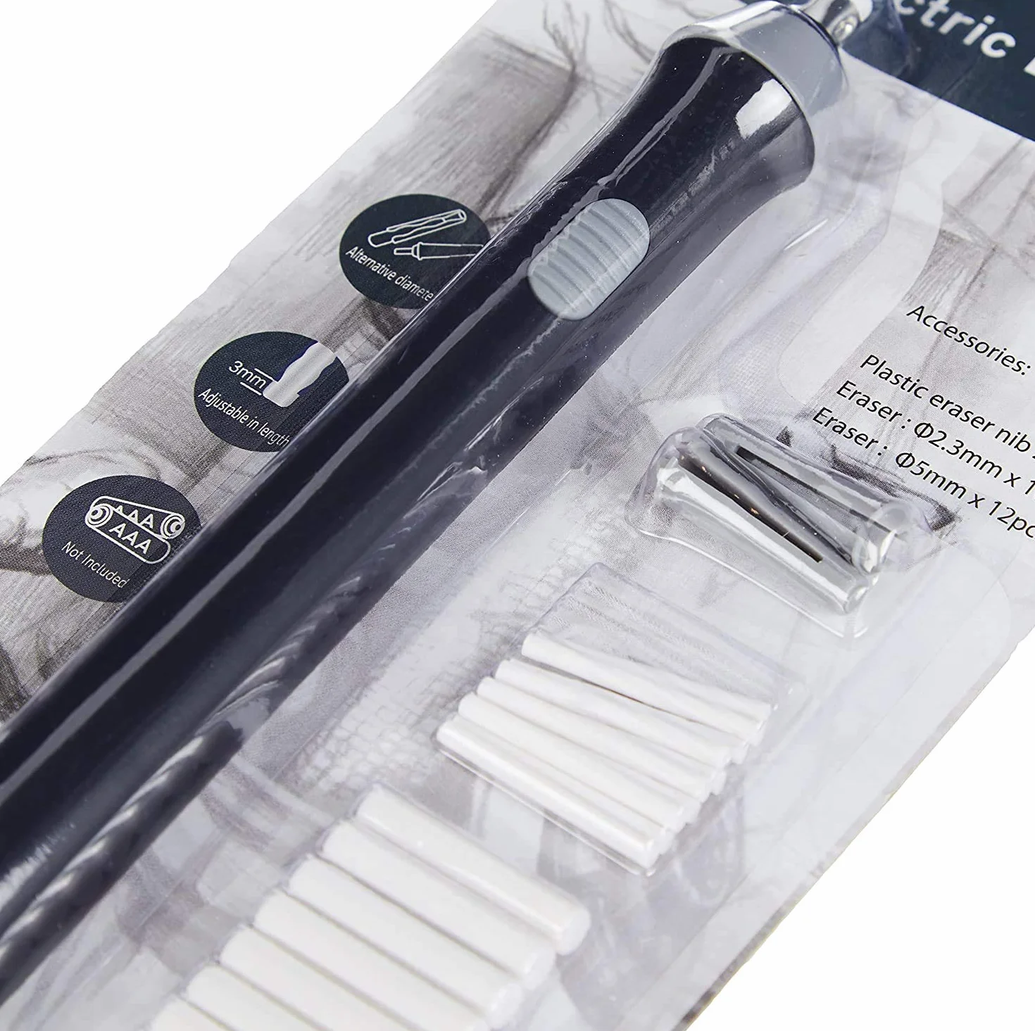 Artme Gomma per cancellare elettrica automatica 22 ricariche incluse 2,3 mm 5 mm Schizzi architetti ingegneri studenti