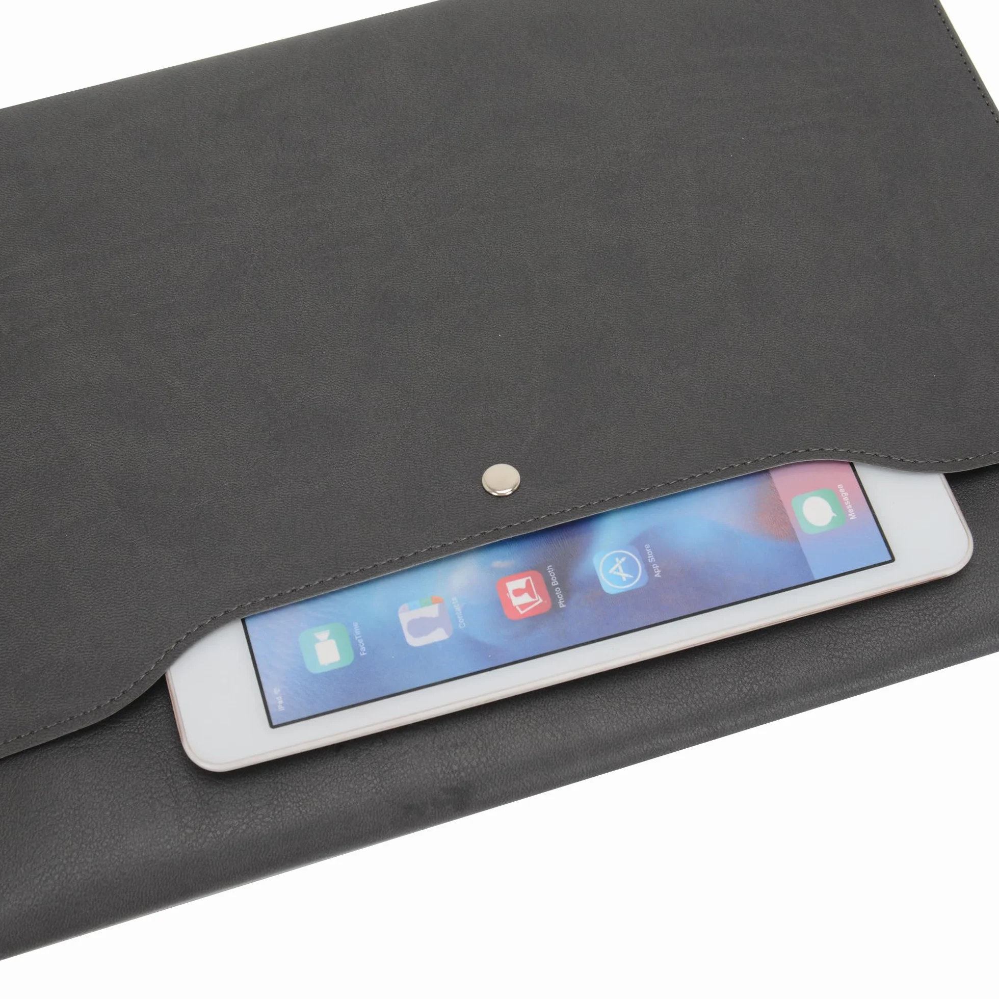 Portadocumenti A4 in Pelle Sintetica Alta Capacità per Portfolio e Tablet PC Grigio Scuro