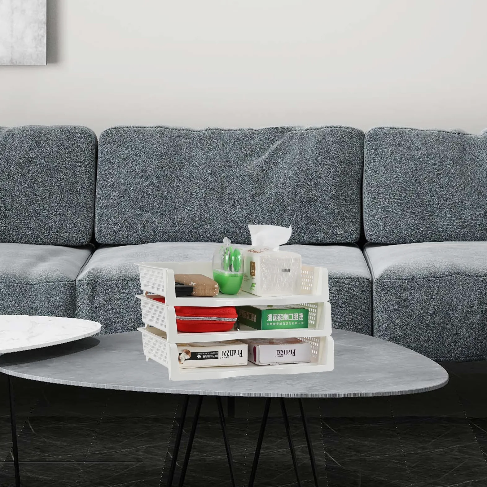 Vassoi da ufficio in plastica a 6 ripiani, impilabili, formato A4, per scrivania, colore: bianco