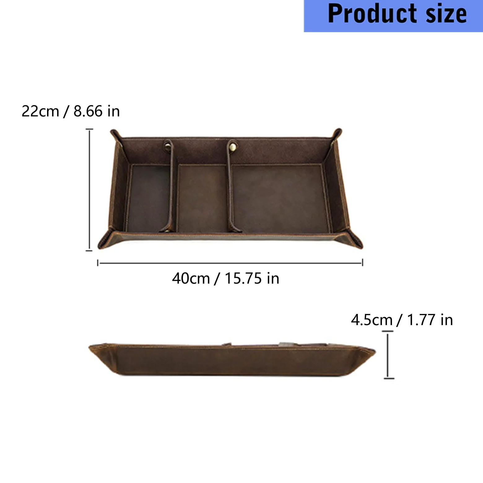 Vassoio portaoggetti caffè marrone 40 x 22 x 4, 5 cm Vassoio organizer da tavolo per scrivania ingresso per riporre chiavi, telefono, orologi, carte elementi essenziali quotidiani Organizer da