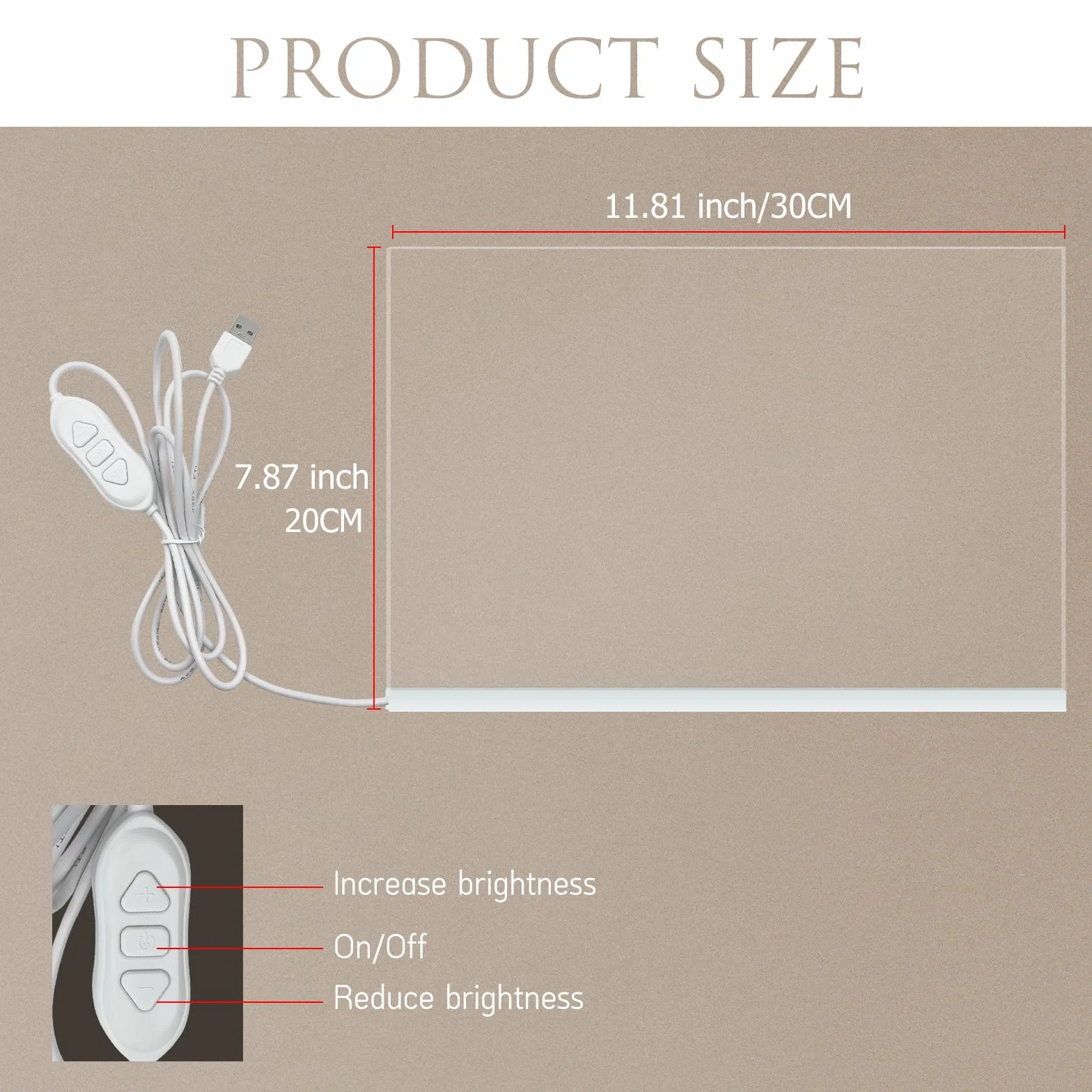 Lavagna cancellabile a secco in acrilico Laysinly con supporto luminoso, lavagna bianca trasparente 30 x 20 CM, scrivania a LED, lavagna a LED con luce calda a LED，7 pennarello colore