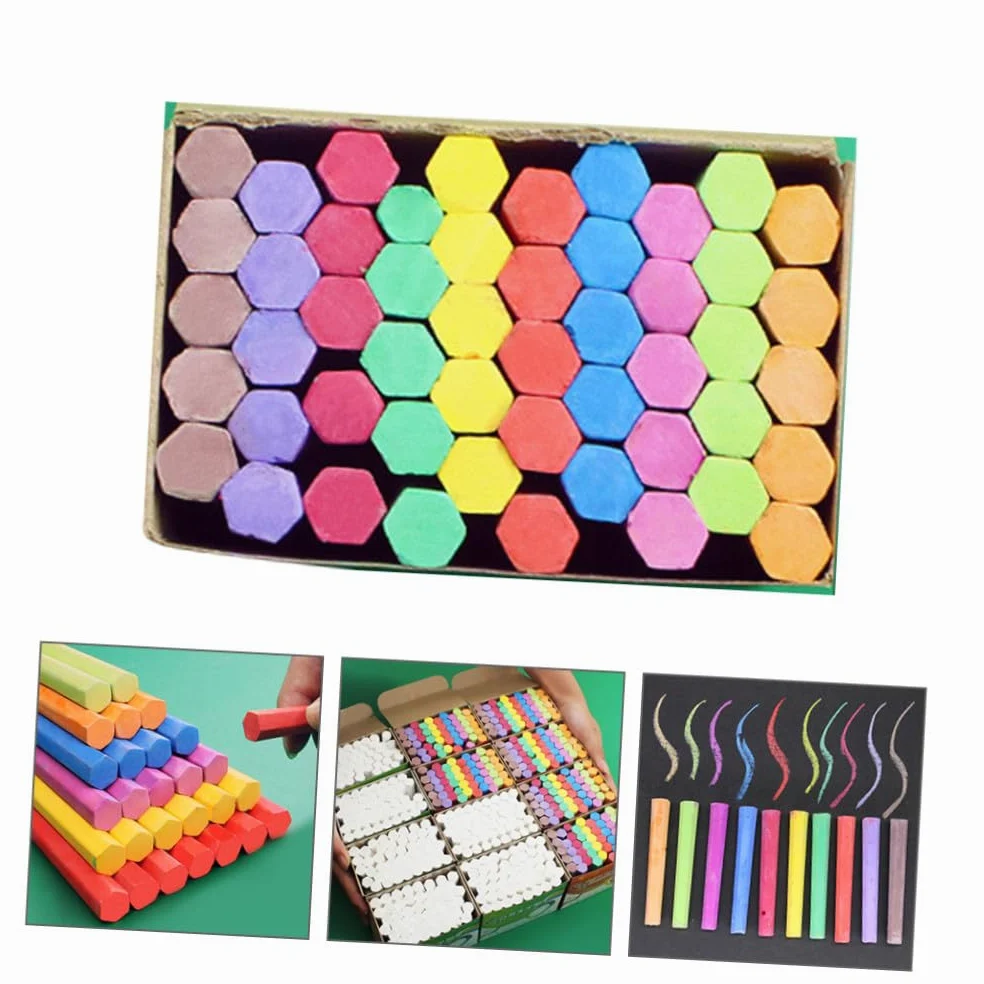 HOMSFOU Gessetti Colorati Dust-free a Sezione Esagonale per Lavagna, 3 Confezioni – per Scuola, Disegno e Insegnamento