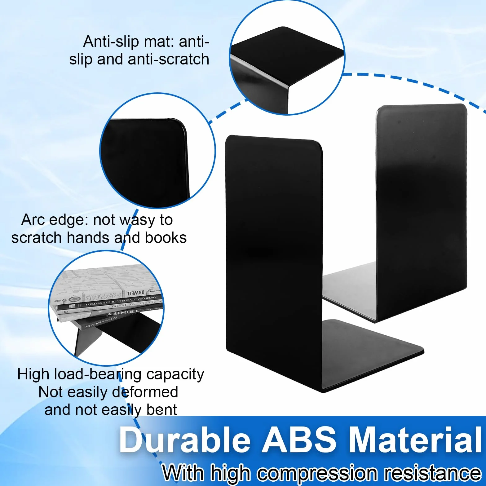 APACALI 20 fermalibri nero, 17 x 12 x 11,8 cm, fermalibri per scaffali, resistenti per contenere libri, libri pesanti, casa, ufficio