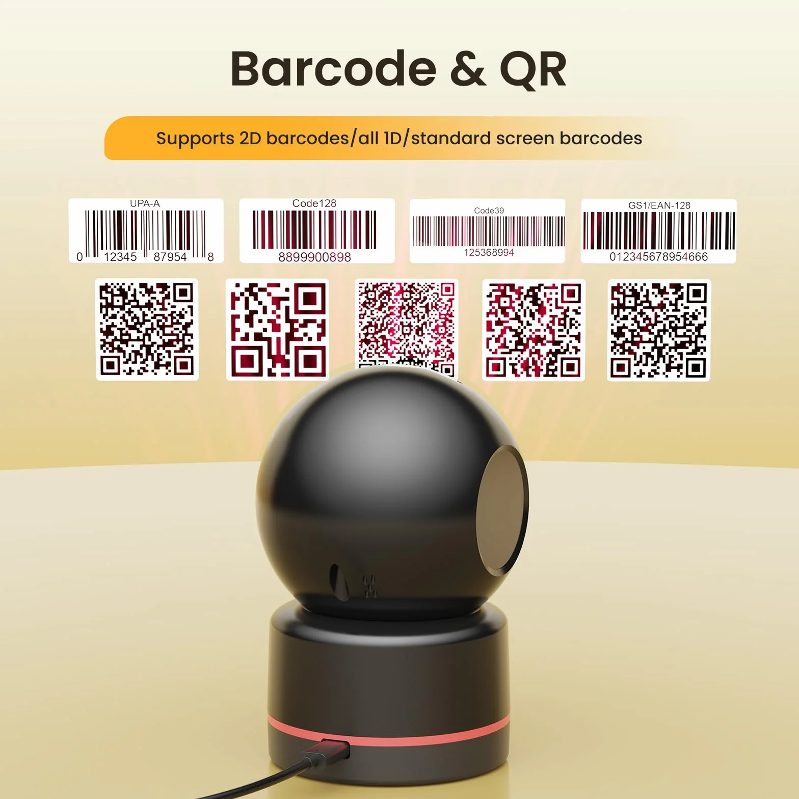 CLABEL T27H Scanner Codici a Barre Desktop Omnidirezionale: Lettore 1D 2D QR da Banco a Mani Libere, USB Cablato, Angolo Regolabile e Rilevamento Automatico per POS Negozio Pagamento Mobile