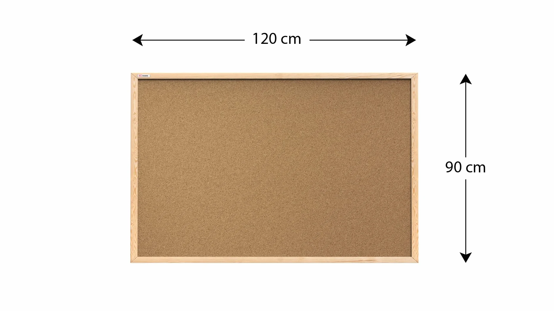 ALLboards Lavagna in Sughero con Cornice in Legno 120x90cm, Bacheca Sughero per Puntine Spille Memoboard