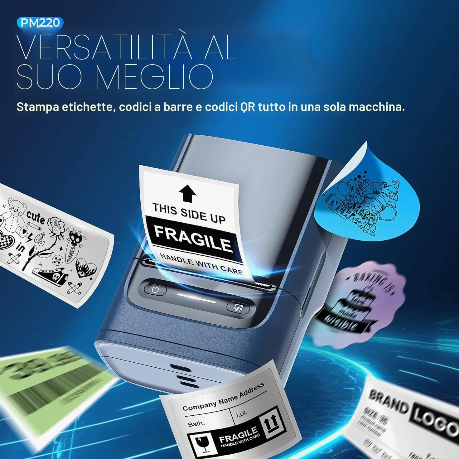 Nelko PM220 etichettatrice con nastro, stampante termica portatile per piccole imprese, indirizzo, logo, abbigliamento, stampante adesiva per telefoni e PC,