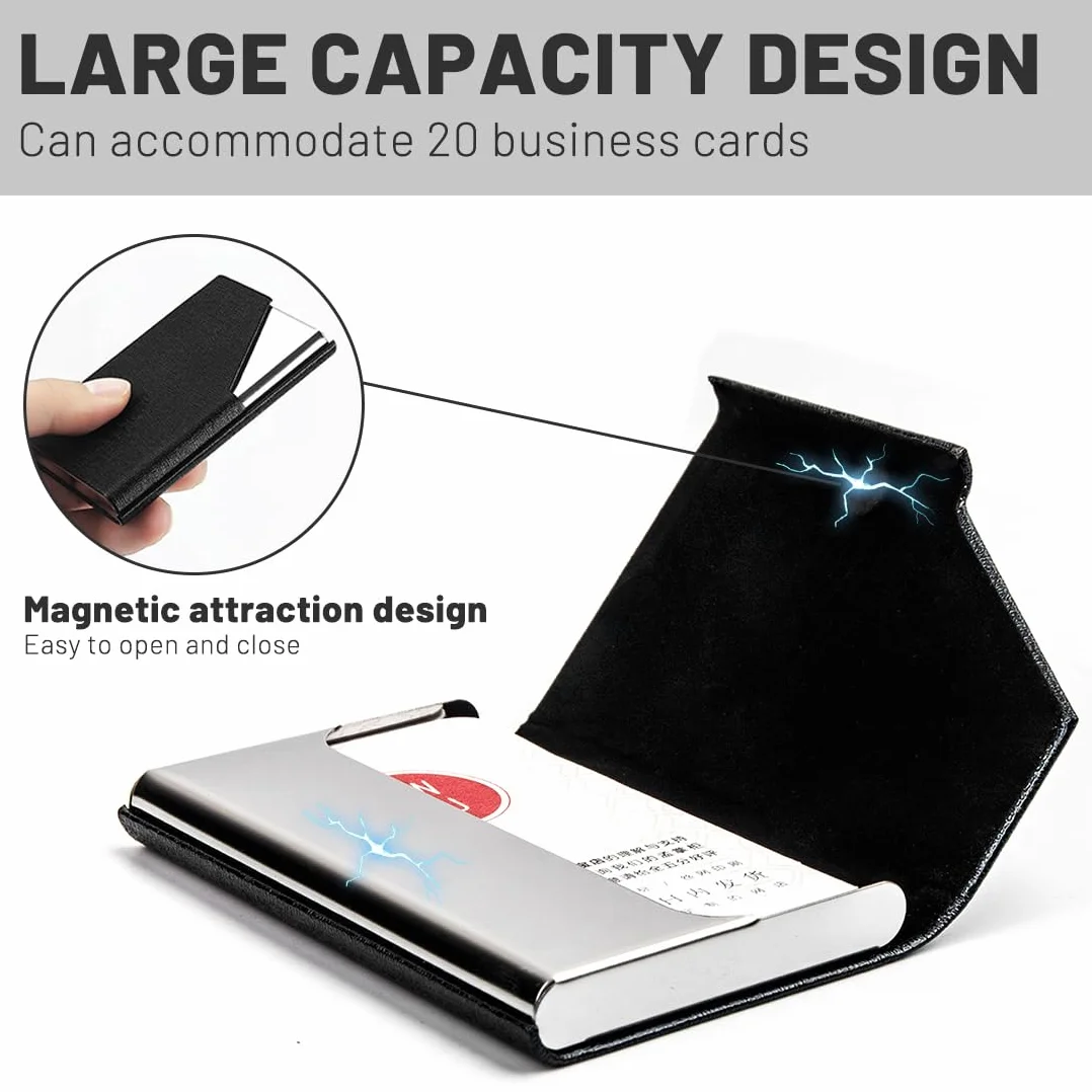 Porta Biglietti Da Visita In Acciaio Inox Con Fibbia Magnetica Nero