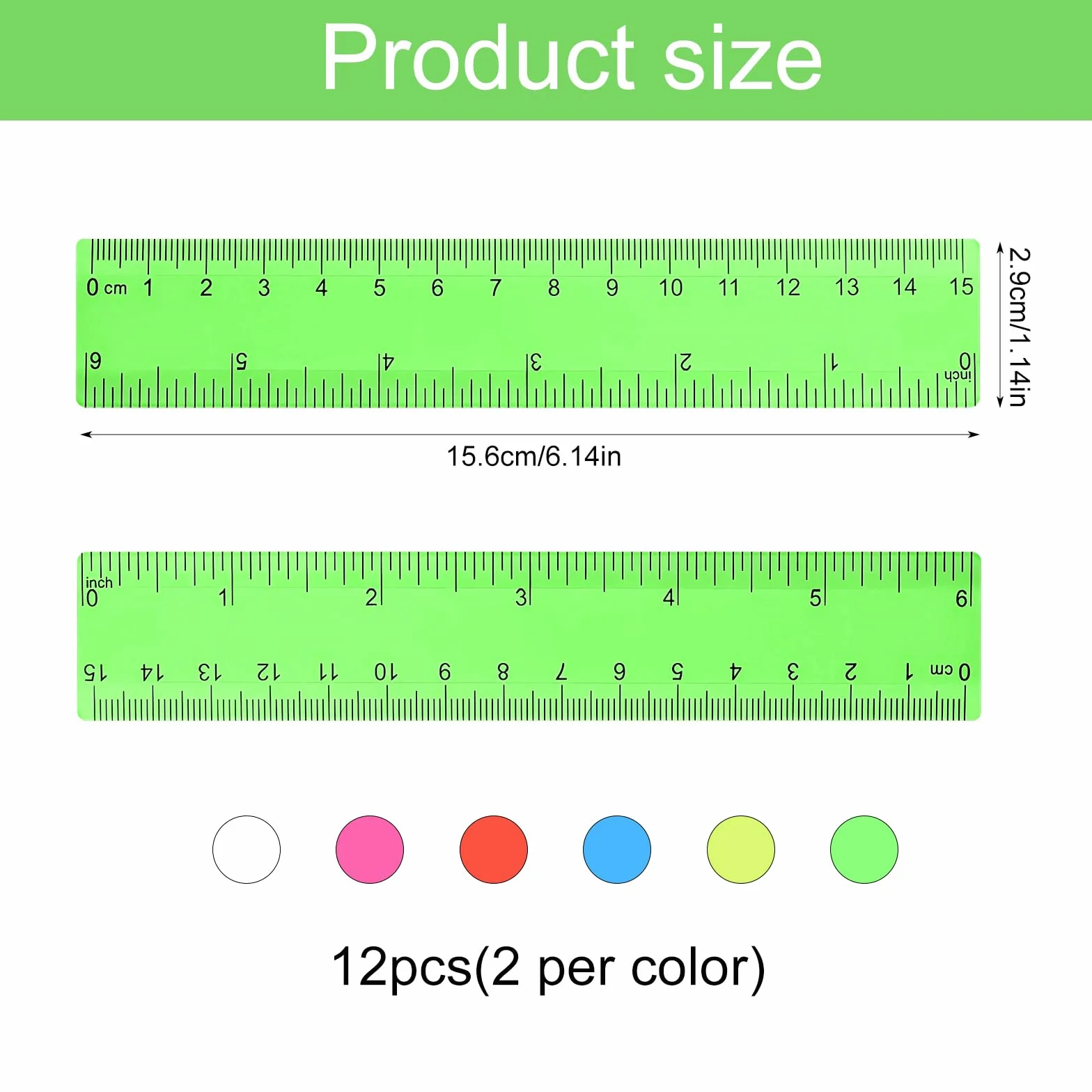 Righello 15 cm Trasparente in Plastica Flessibile Centimetri Pollici Piccolo Cartoleria Scuola Aula Ufficio