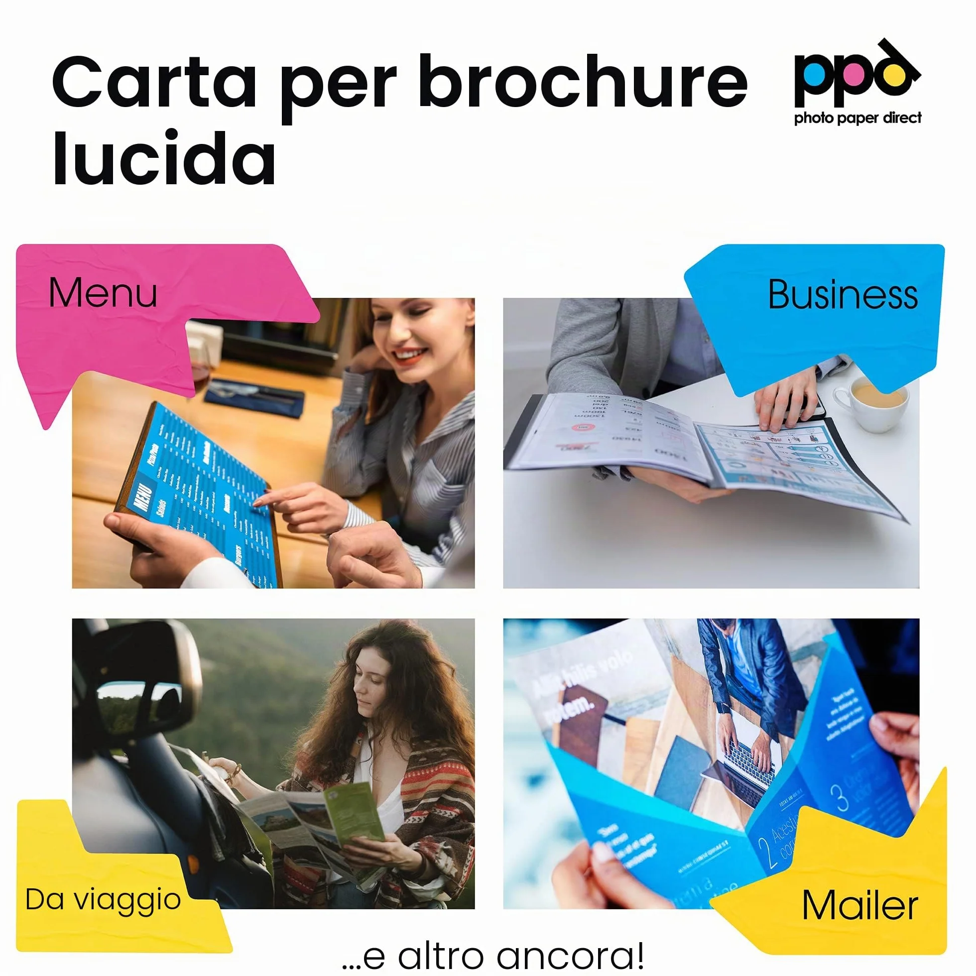 PPD A4 50 Fogli 140g Carta Fotografica Lucida Fronte-Retro per Stampanti Inkjet