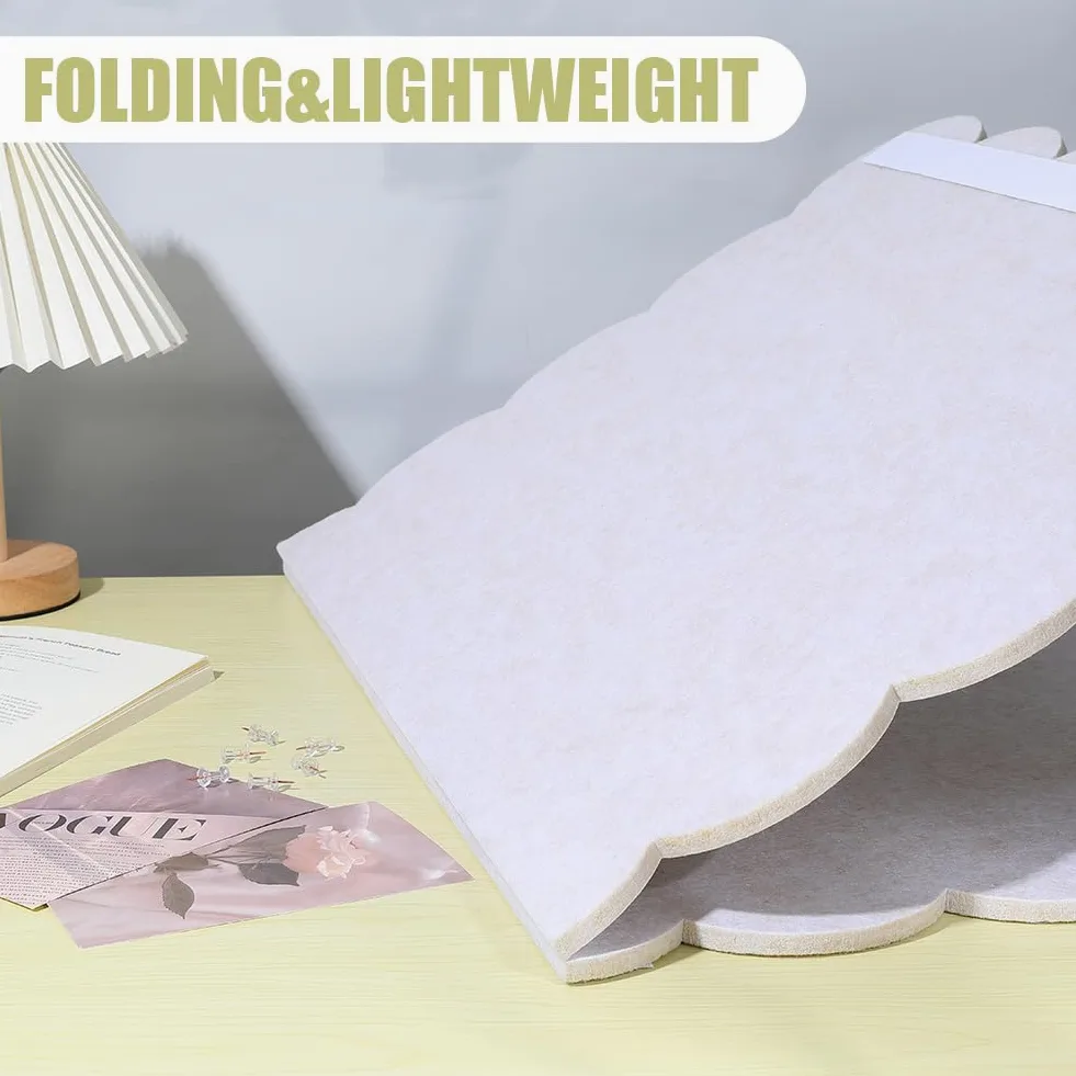 1 bacheca in feltro ondulato, 90 x 60 cm, grande lavagna in feltro con 20 puntine, pieghevole, per decorazione da parete, casa, ufficio, presentazione artistica (grano)