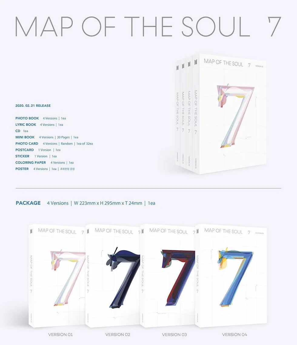 Bighit - BTS Bangtan Boys, Map of the Soul: 7 album + poster + set extra photocard Random Ver.