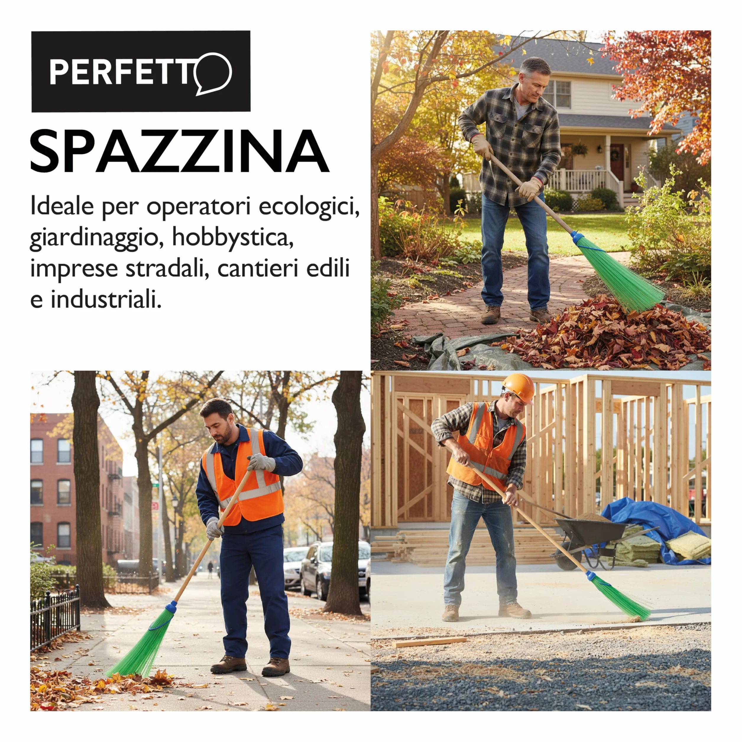 Perfetto Scopa Spazzina Senza Manico 55 cm do Giardinaggio