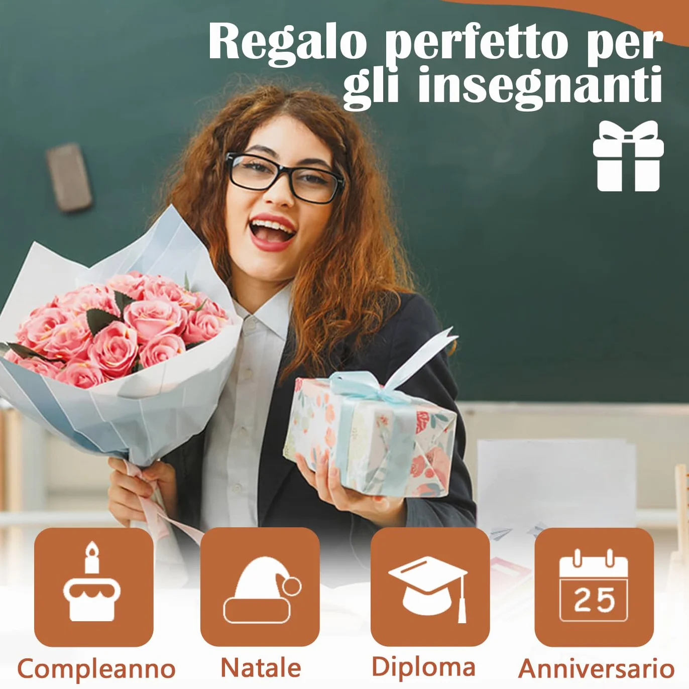 Regalo Insegnanti Fine Anno Grazie Maestra, Quaderno in Pelle A5 Copertina in Similpelle