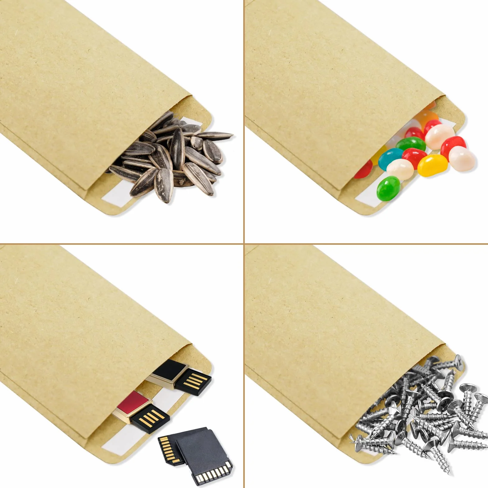 SZXMDKH Buste Piccole Sacchetto di Carta Autoadesiva 9 x 6 cm per Monete, Perline, Francobolli