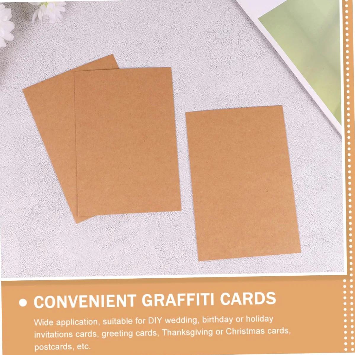 Biglietti di Auguri Vuoti in Carta Kraft 200 Pezzi Stile Classico | Cartoline Bianche per Scrittura Liscia su Superficie Piana, Formato DIY per Messaggi e Lettura
