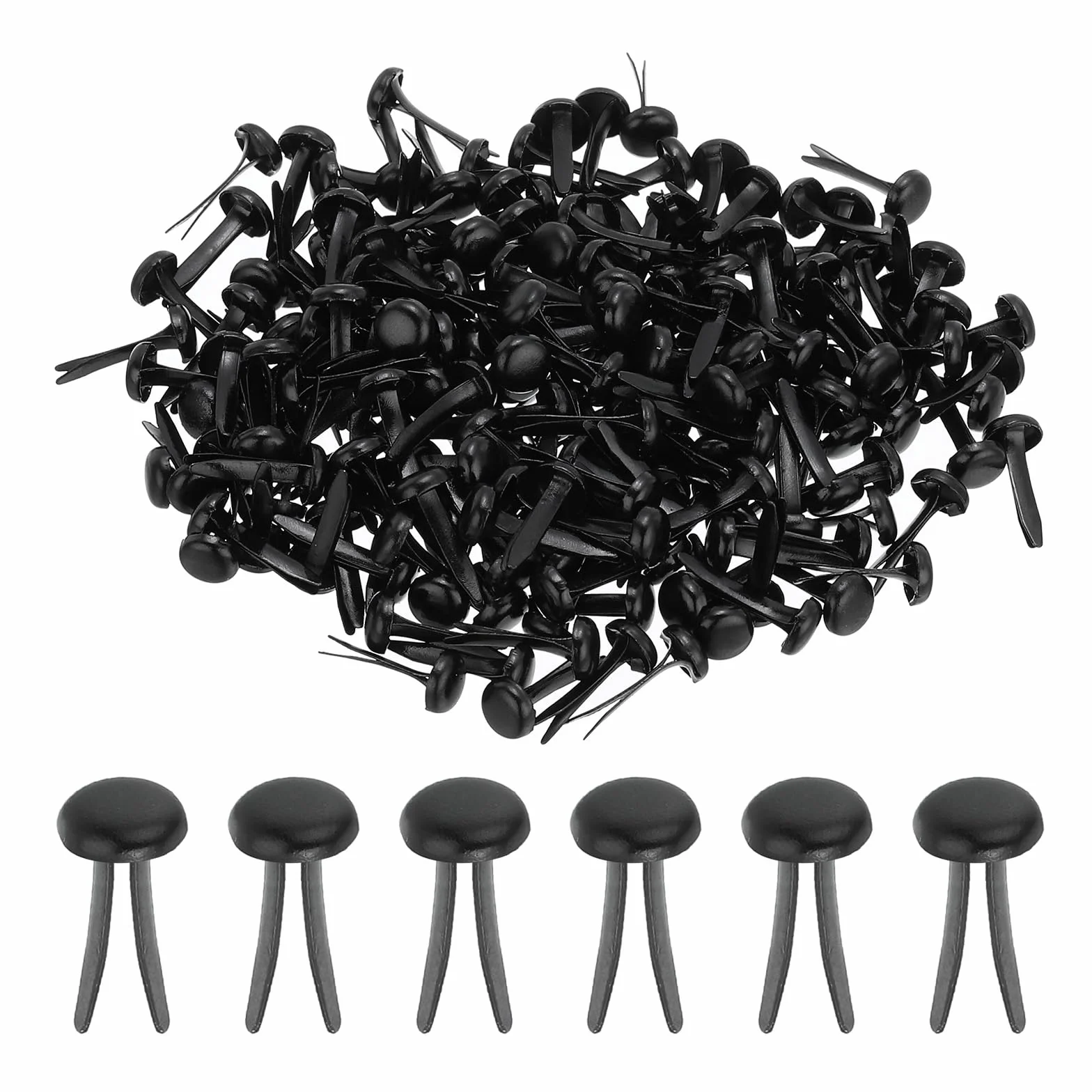 PATIKIL Fermacarte in Ottone Carta Spaccata Mini Chiodi Metallici Tondi Placcati, 6 x 12 mm, Nero