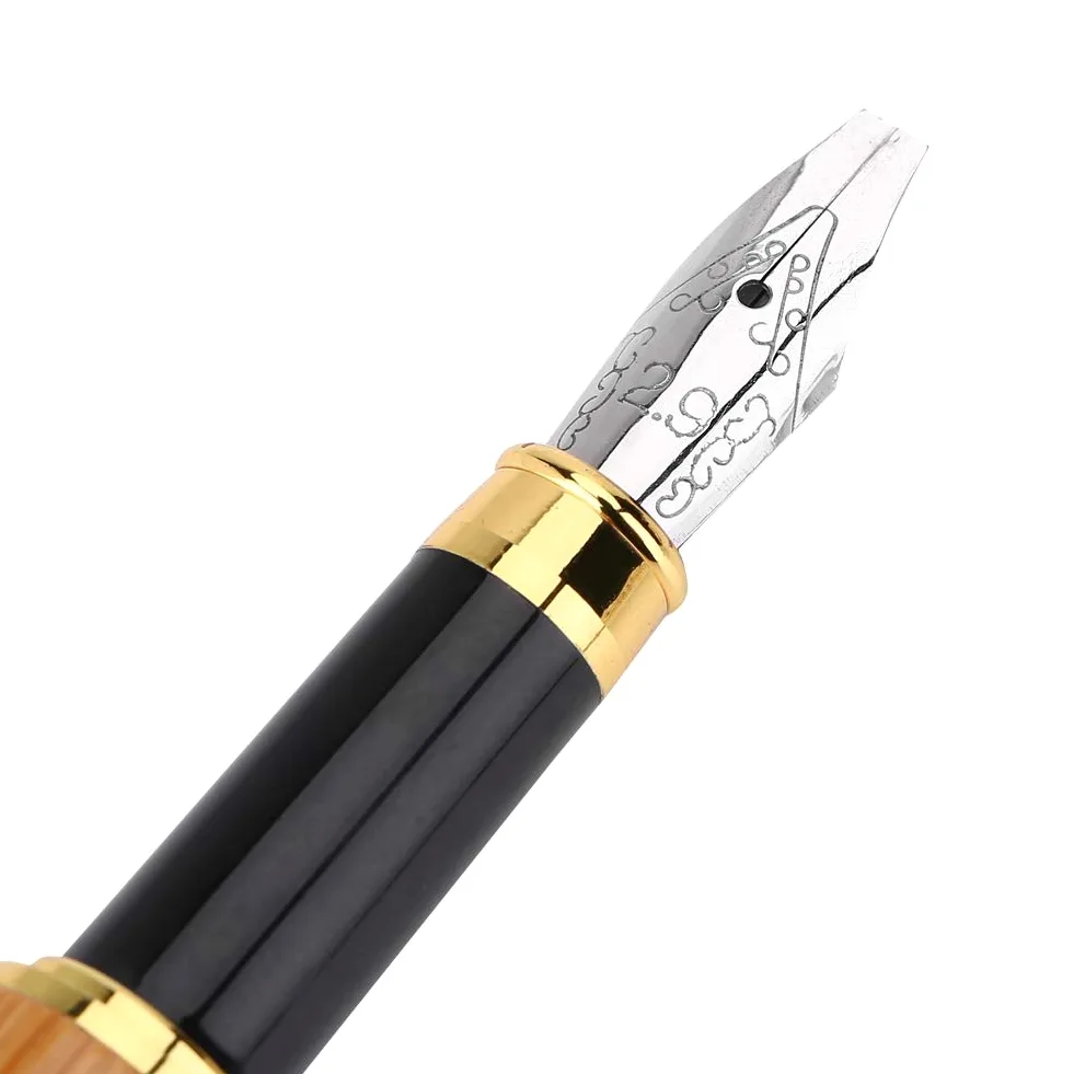 Yctze Penna Calligrafia con Pennino Largo, Penna Stilografica per | Manico in bambù, caricamento inchiostro a pistone facile, stili gotico, corsivo