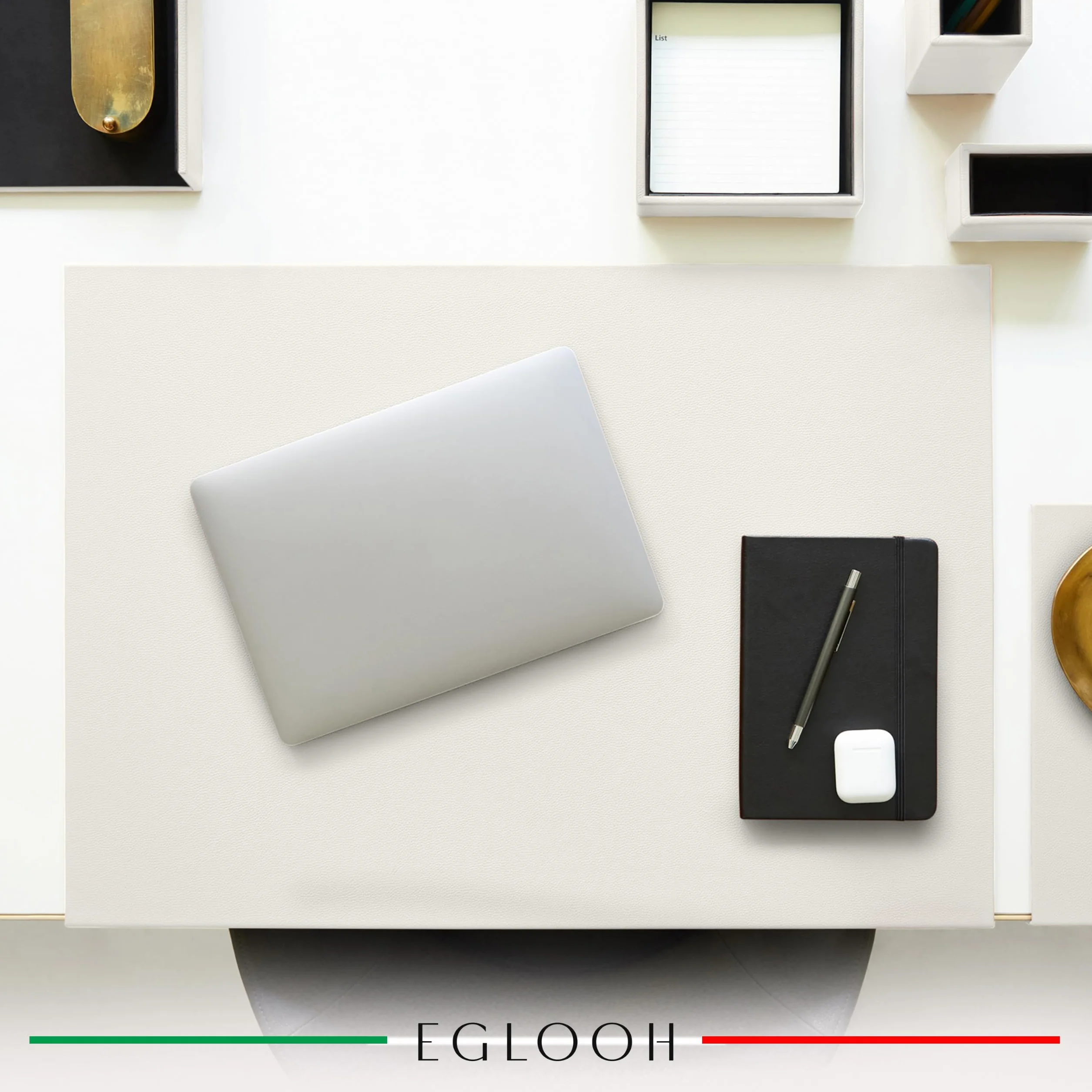 Eglooh – Adamantis – Sottomano Scrivania Pelle Vera con Proteggi Spigolo – Tappetino Scrivania XXL Elegante e Antiscivolo – Accessori Scrivania Ufficio Made in Italy
