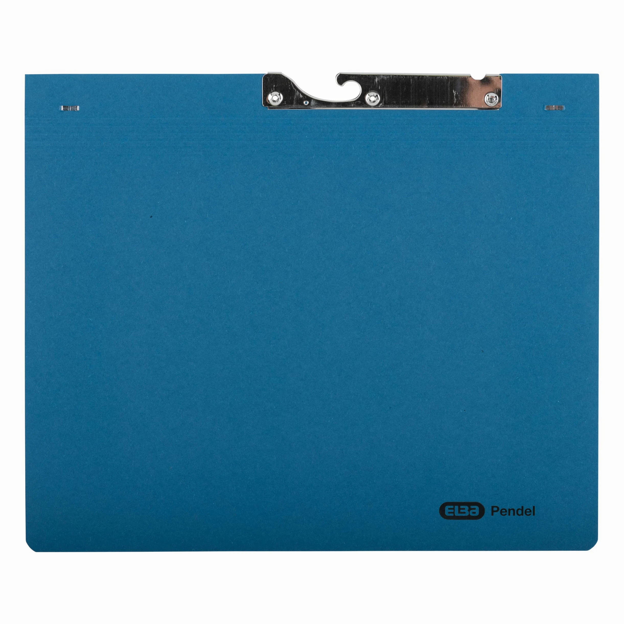 Elba 90421BL - Cartella sospesa in cartoncino manila riciclato, 250 g/m², con gancio e tasca dilatabile, 50 pezzi, colore blu