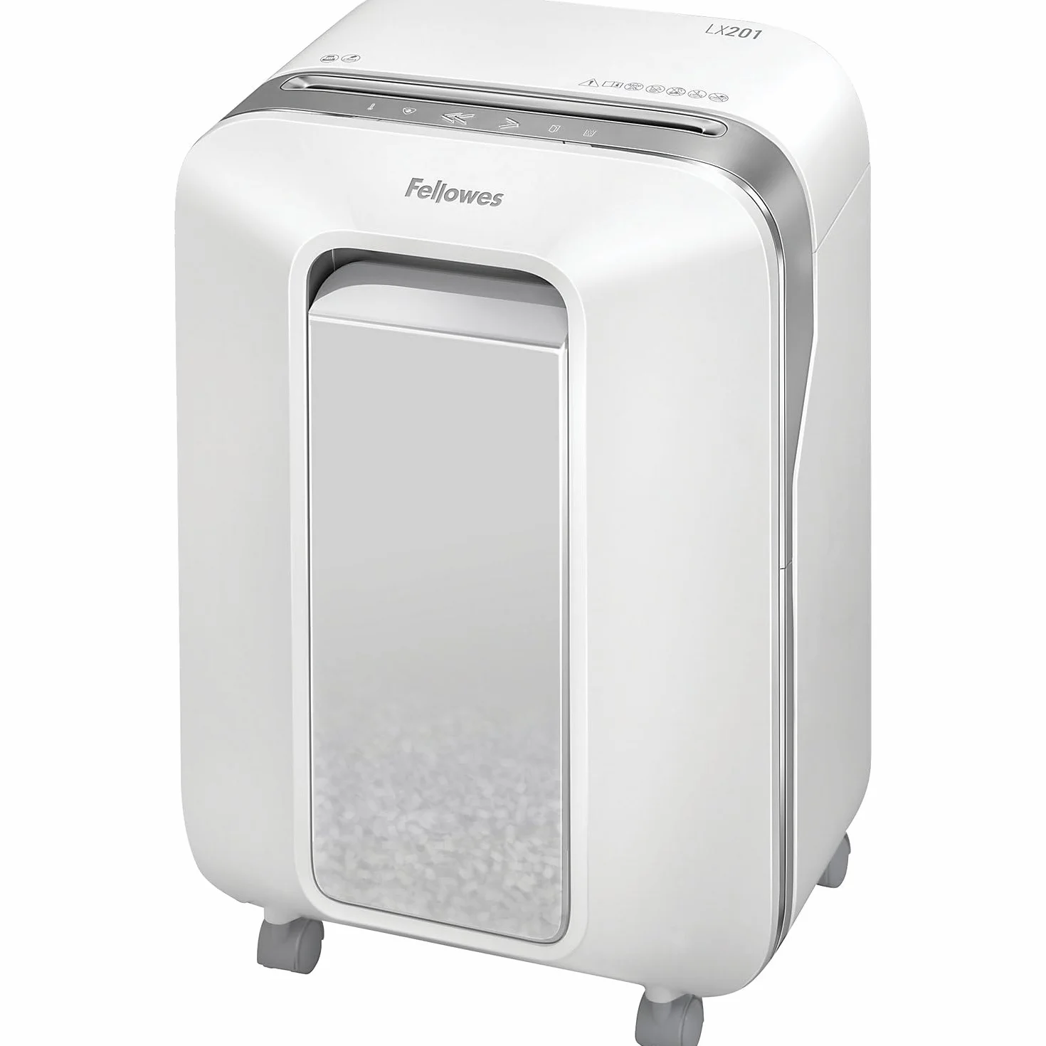 Fellowes distruggi documenti a microframmento LX201, 12 fogli, per casa e piccolo ufficio, uso personale, distruggidocumenti con tecnologia Intellibar, 100% anti inceppamento e Safesense, bianco