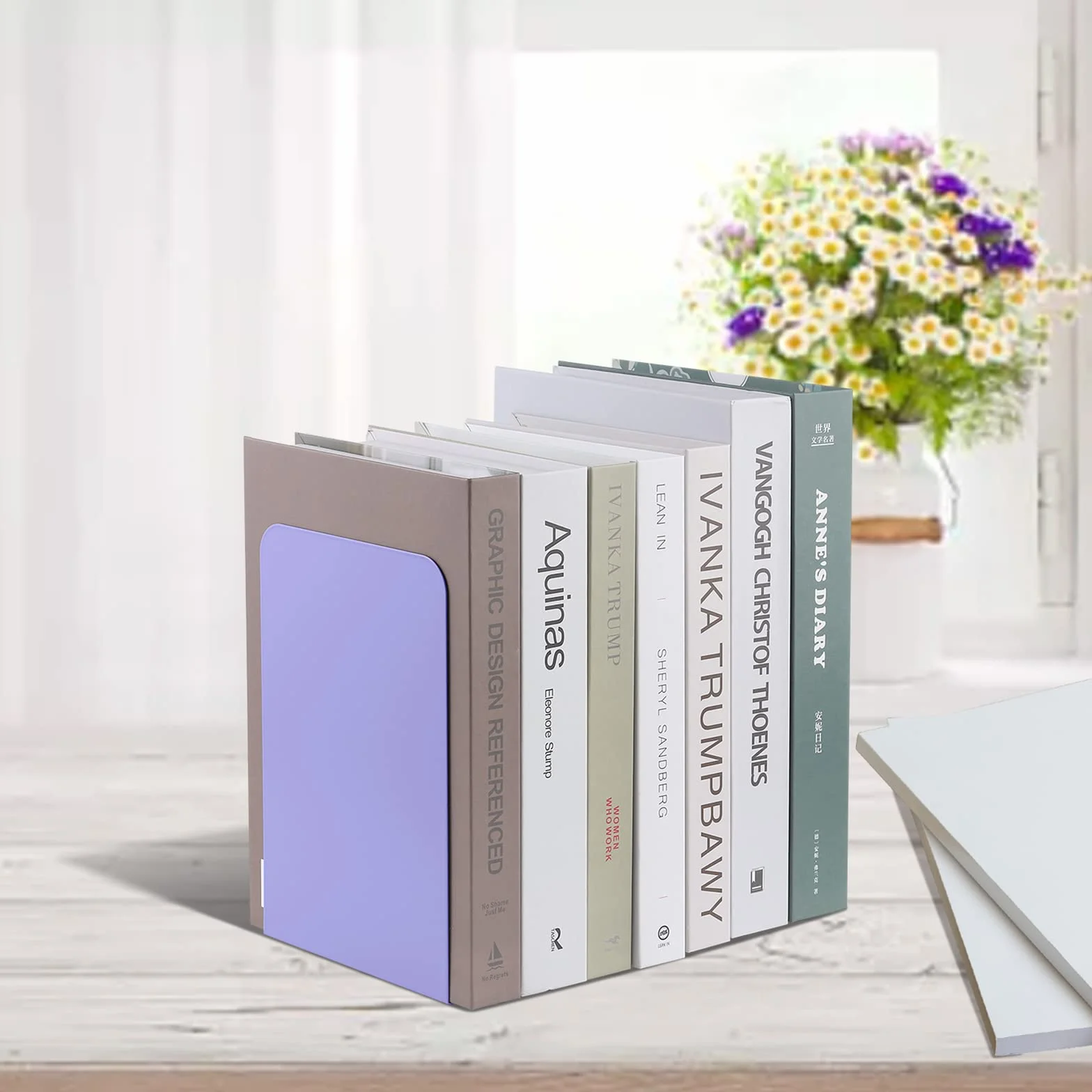 MSDADA Fermalibri per Mensole, Porta Libri da Scrivania, Viola