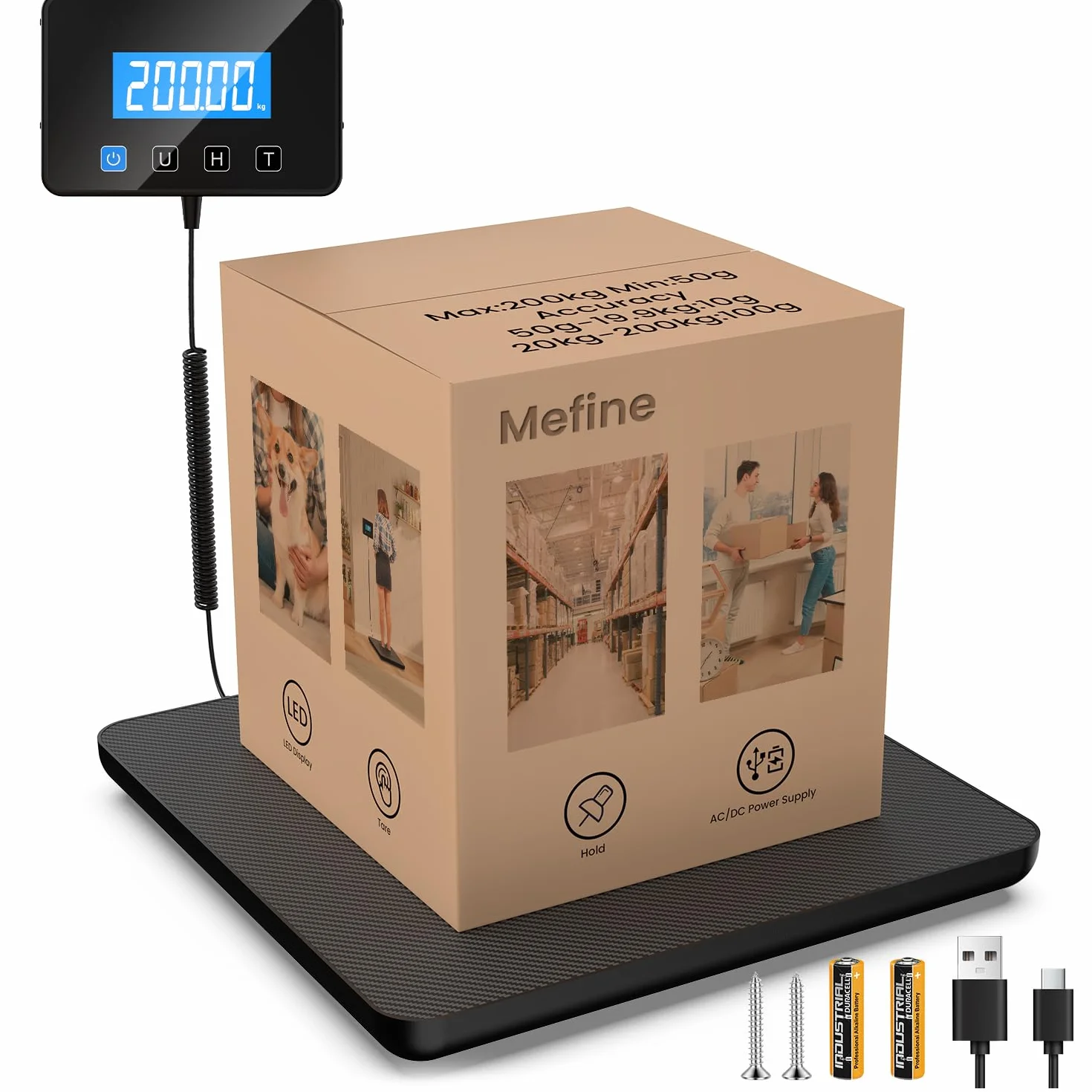 Bilancia Pesa Pacchi Digitale 200kg Professionale con Display LCD da Parete