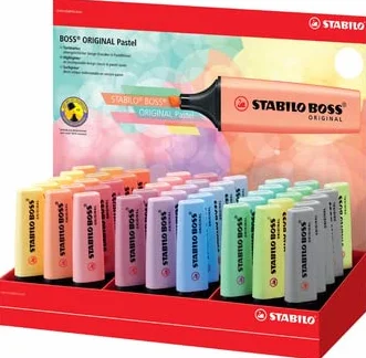 STABILO Pennarello boss fluorescente 70 pastello espositore da 45 pezzi colori assortiti
